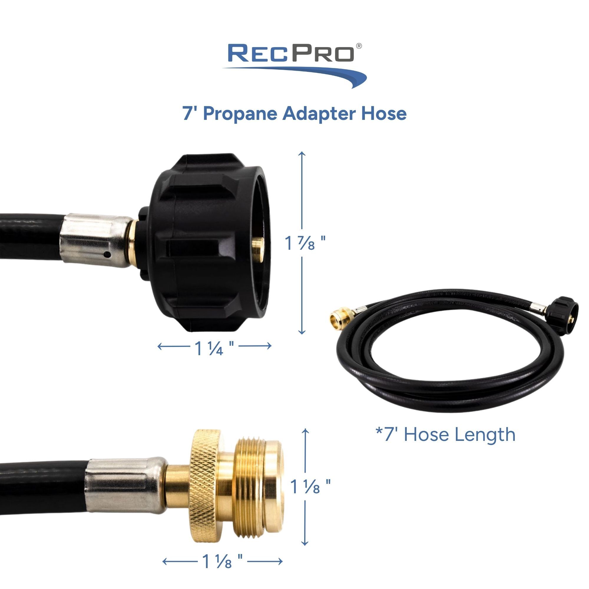 7' Propane Adapter Hose Measurements 