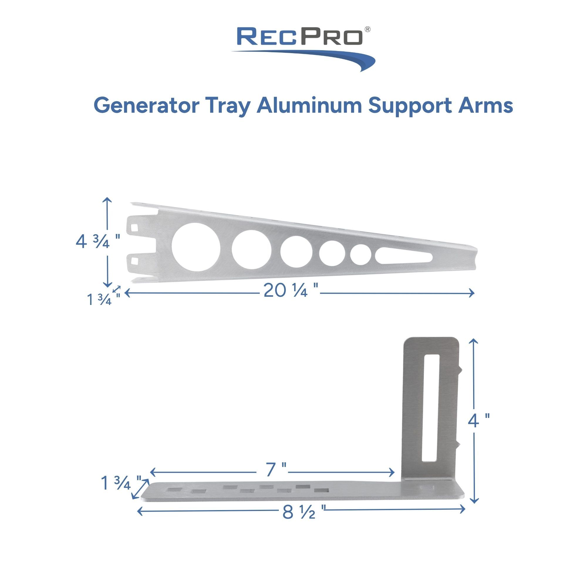 Generator Tray Aluminum Support Arms Measurements 