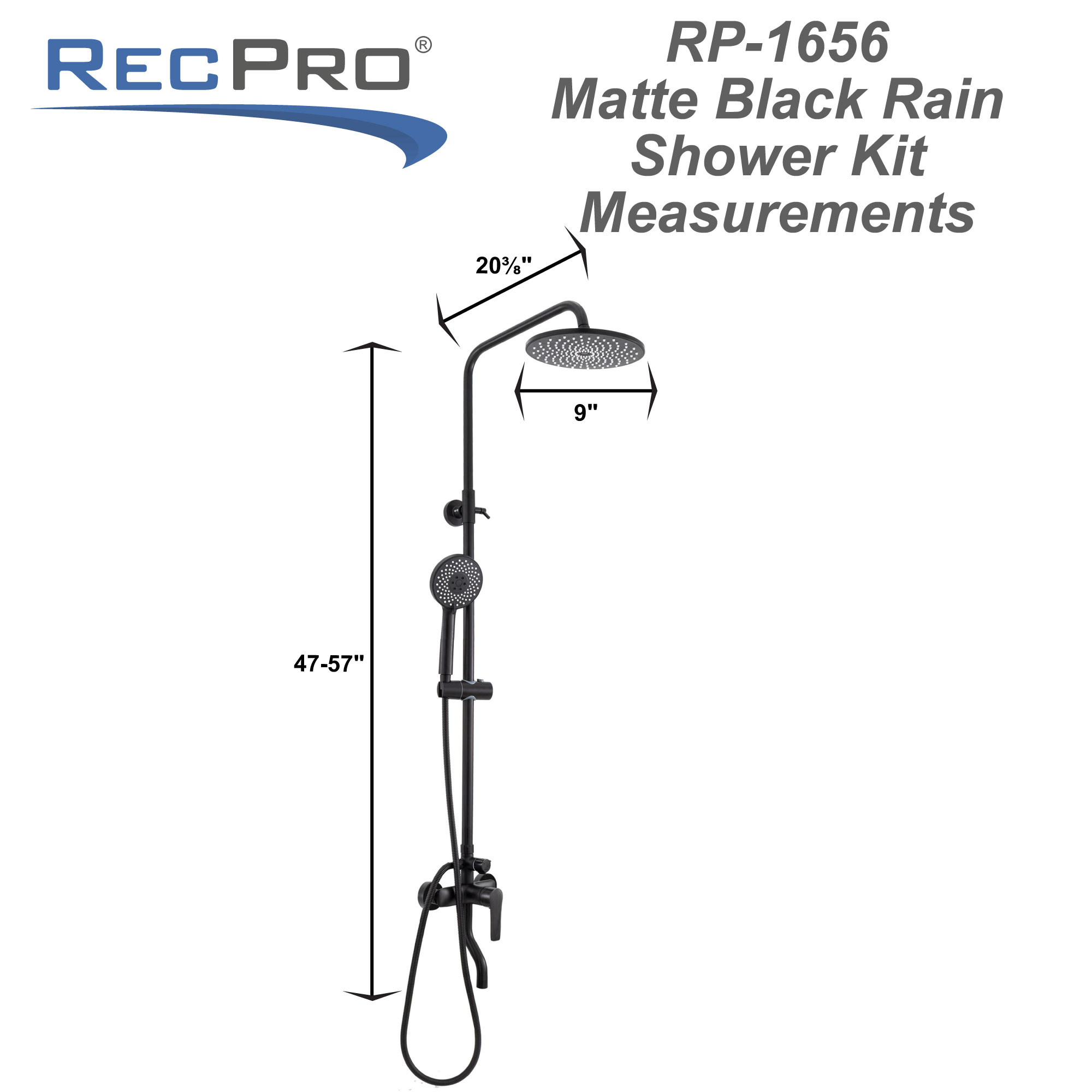 RV Shower System with Rain Shower Head and Handheld Sprayer RecPro