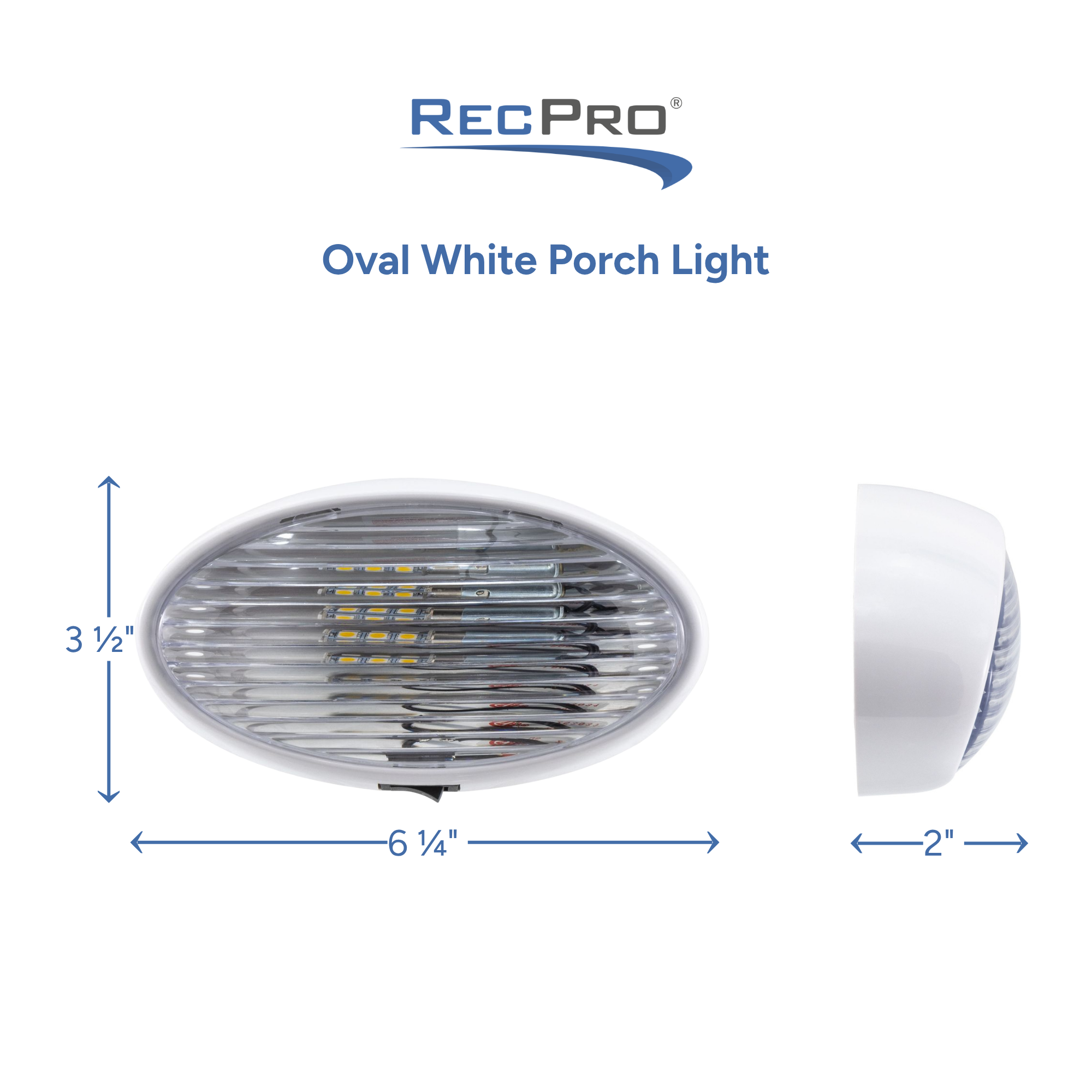 Oval White Porch Light Measurements 