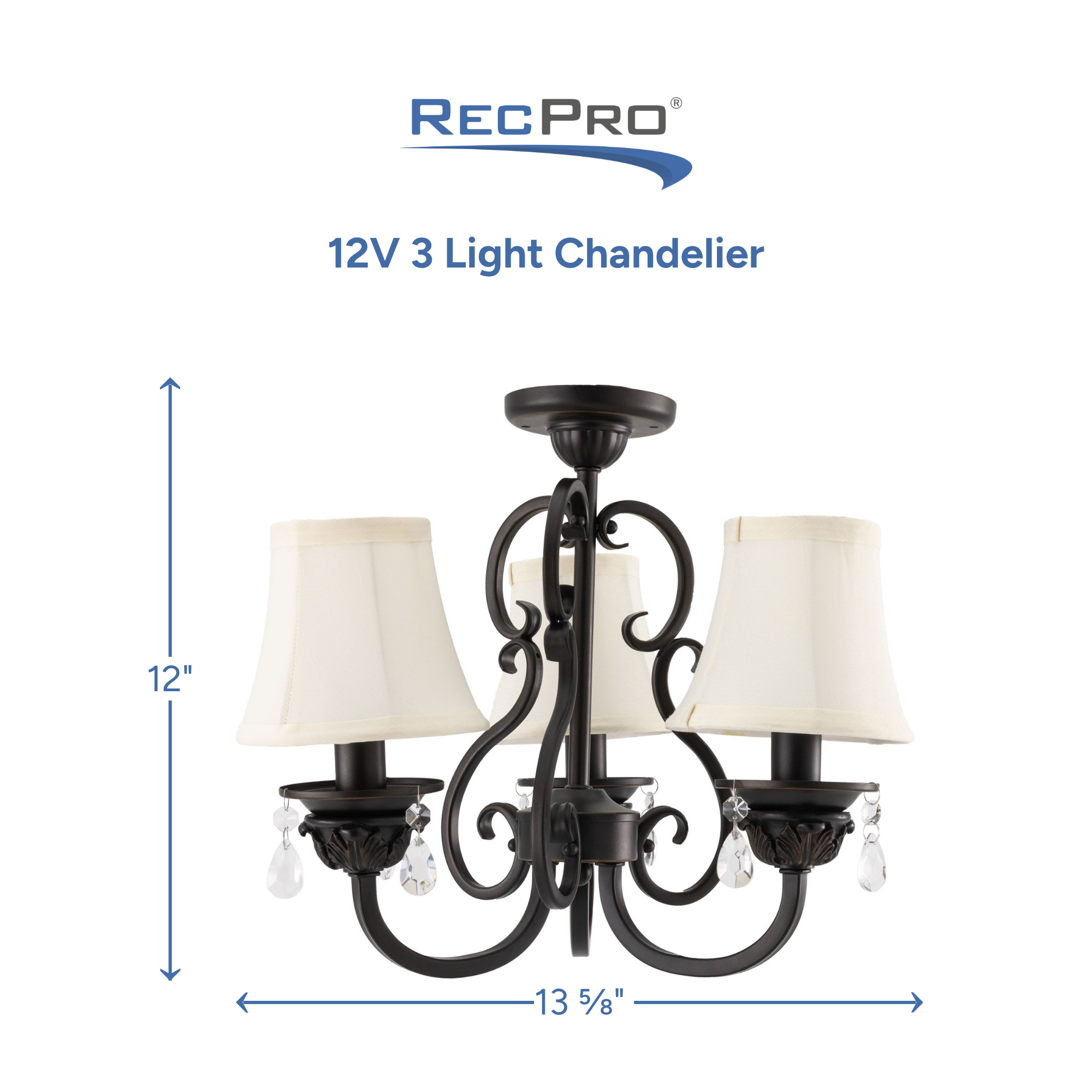 12V 3 Light Chandelier Measurements 12V 3 Light Chandelier Measurements