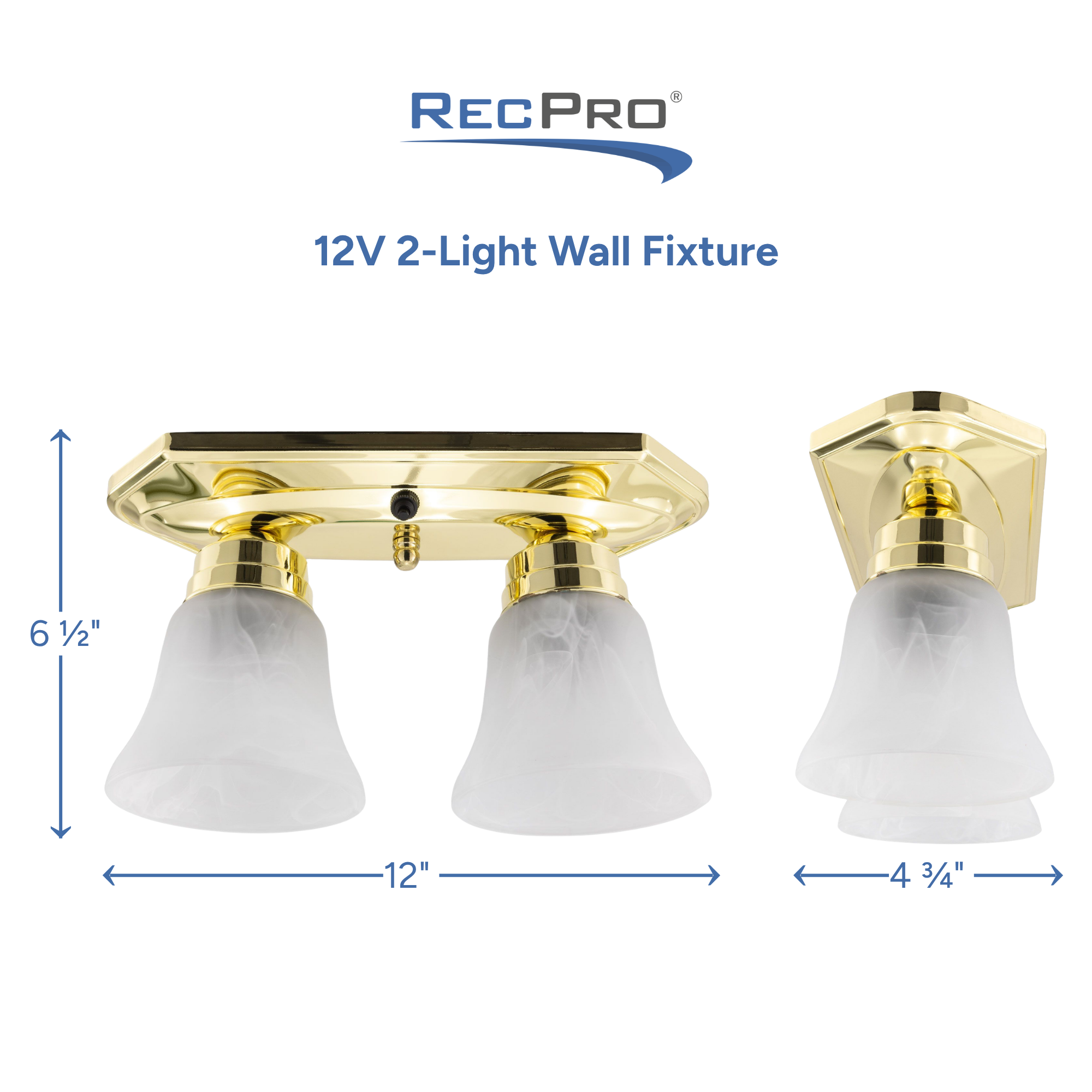 12V 2-Light Wall Fixture Measurements 12V 2-Light Wall Fixture Measurements