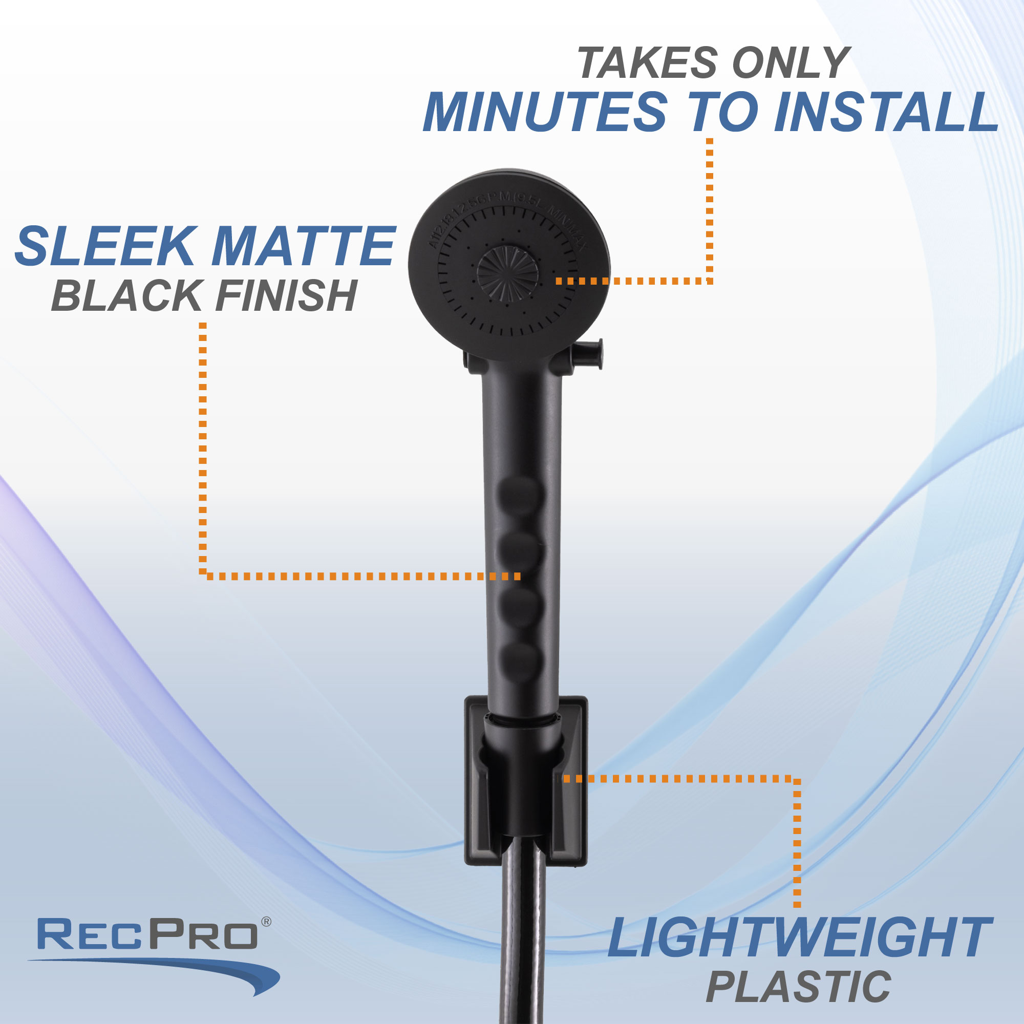 Sleek matte black finish. Takes only minutes to install. Lightweight plastic.