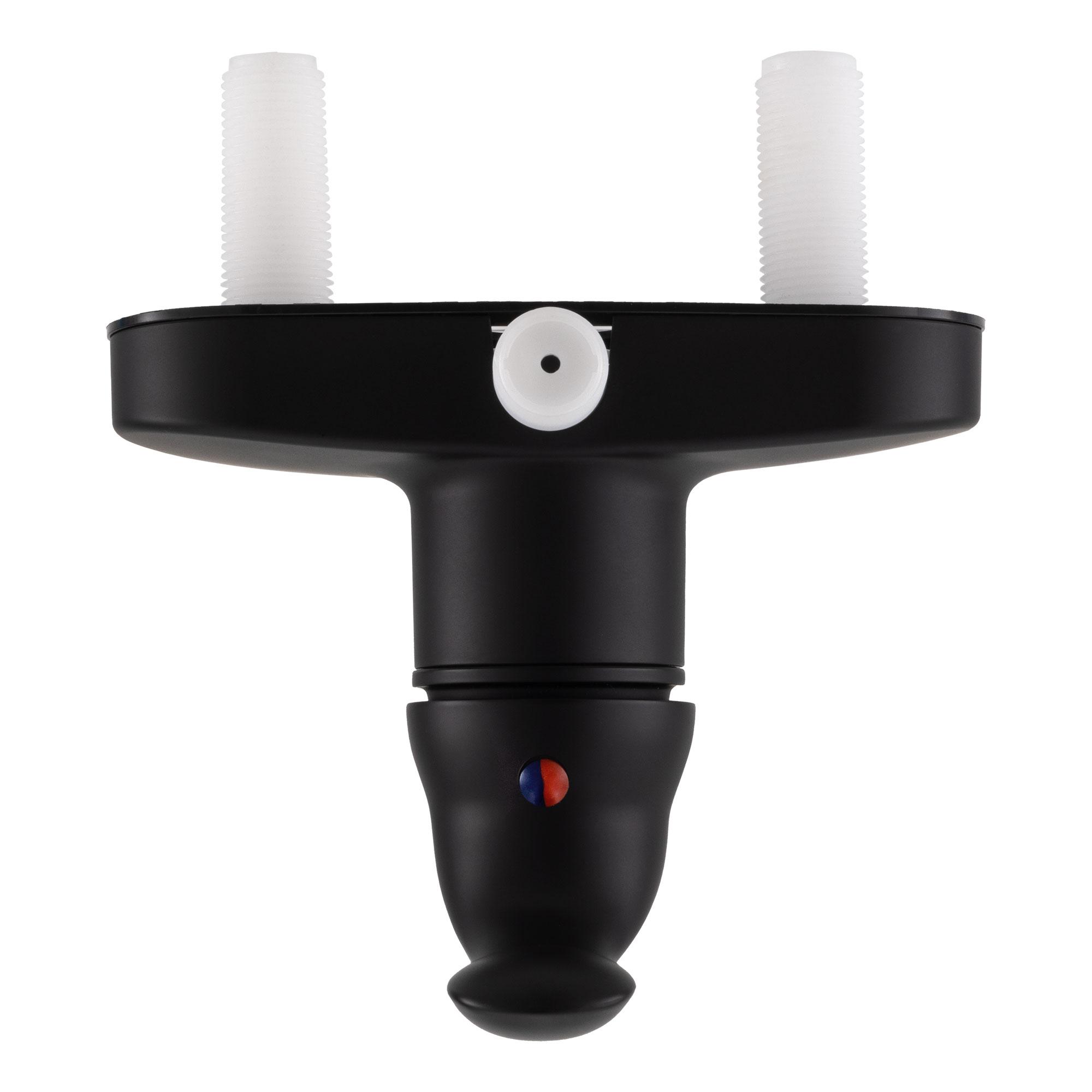 Black RV shower diverter faucet top view.