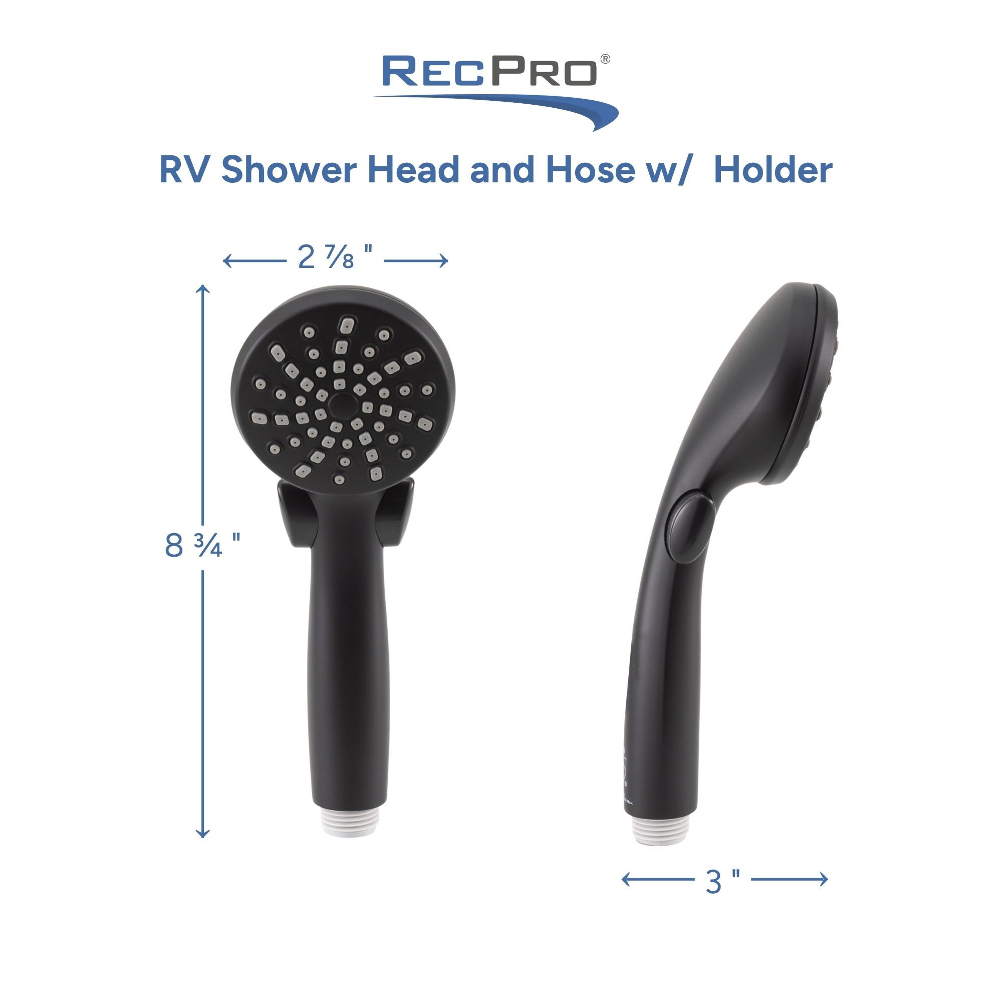 RV Shower Head and Hose w/ Holder Measurements RV Shower Head and Hose w/ Holder Measurements