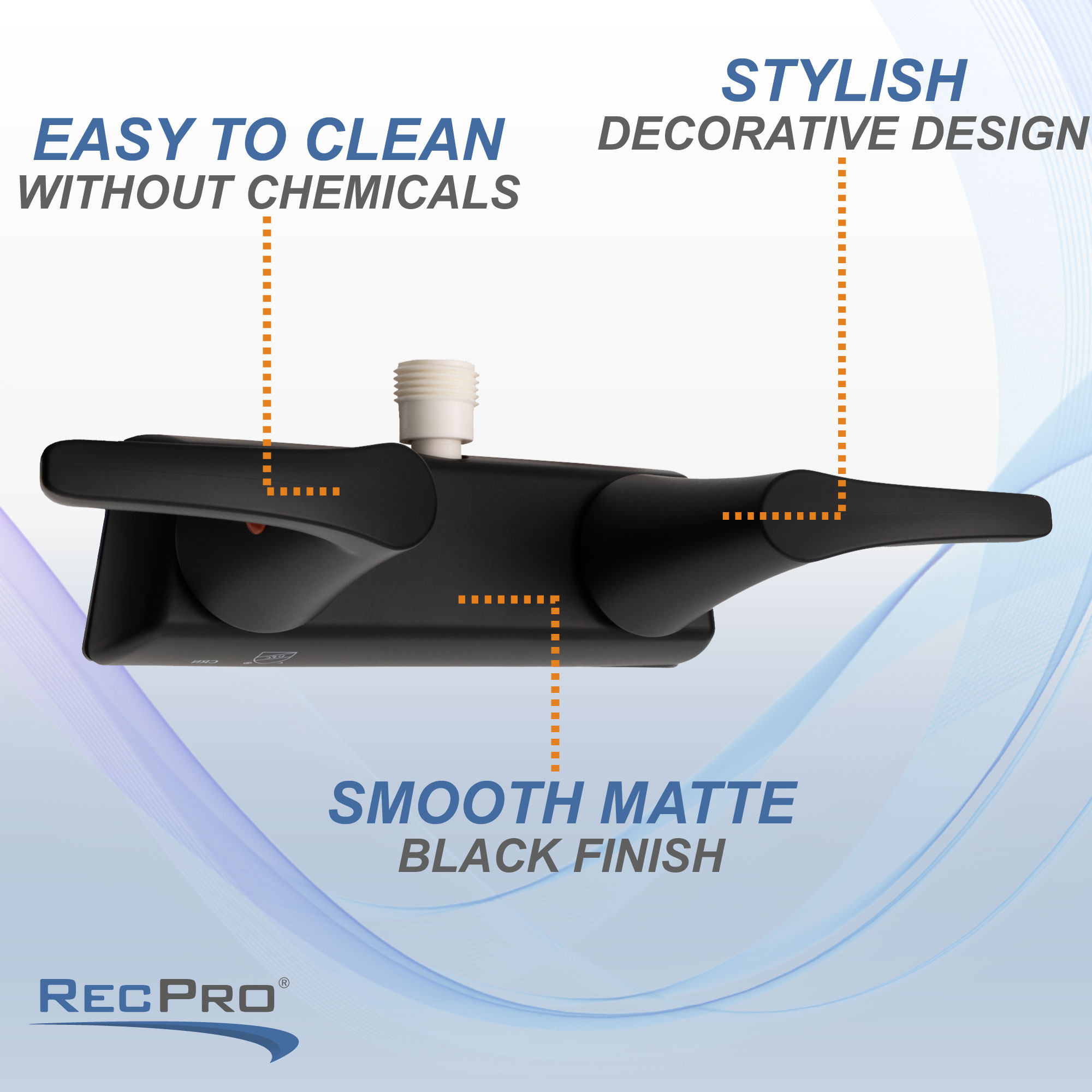 Easy to clean without chemicals. Stylish decorative design. Smooth matte black finish. Easy to clean without chemicals. Stylish decorative design. Smooth matte black finish.