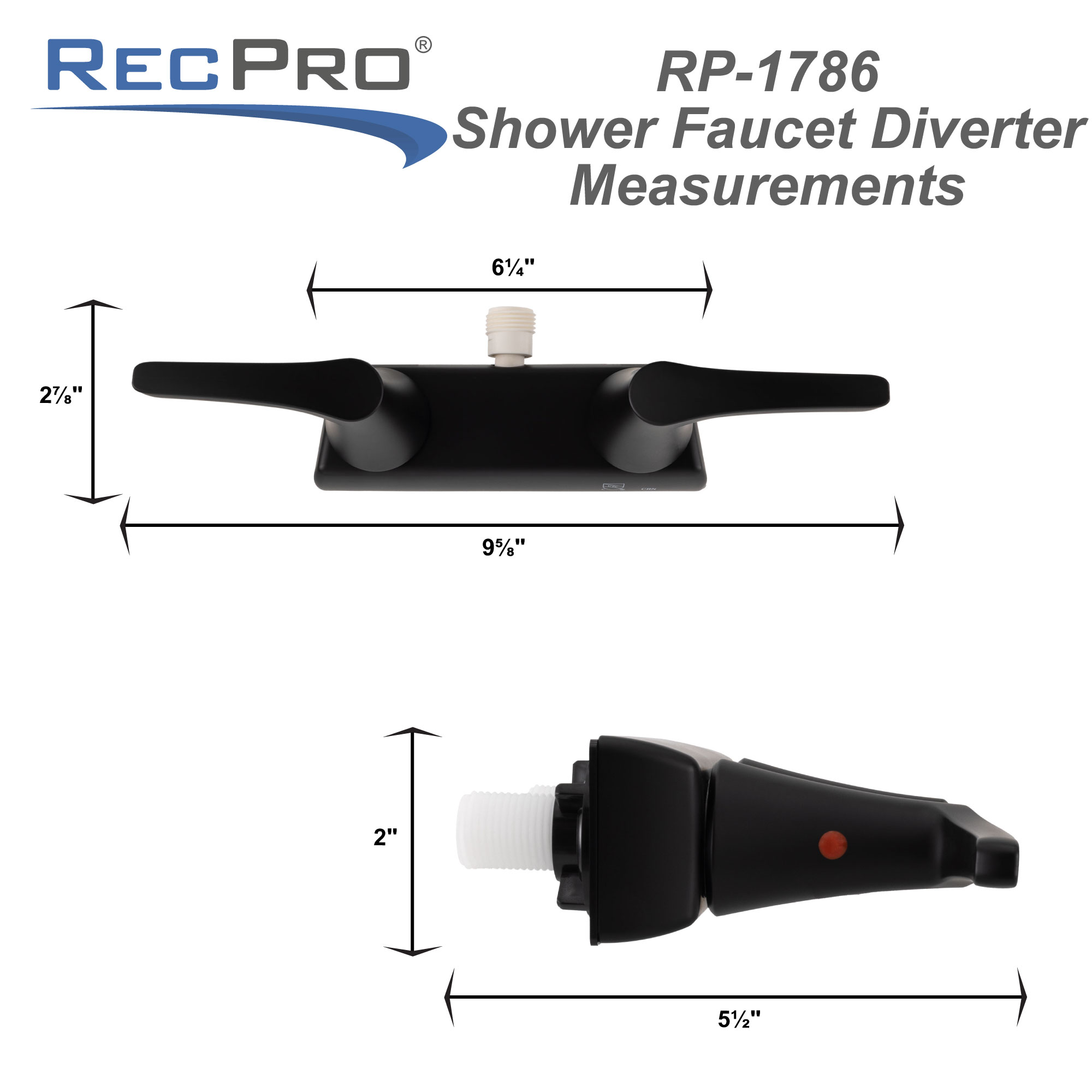 Black RV shower diverter faucet measurements. Black RV shower diverter faucet measurements.