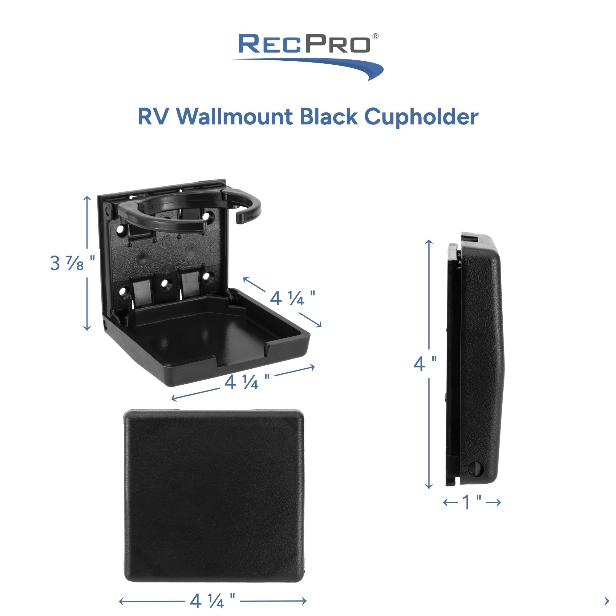RV Wallmount Black Cupholder Measurements RV Wallmount Black Cupholder Measurements