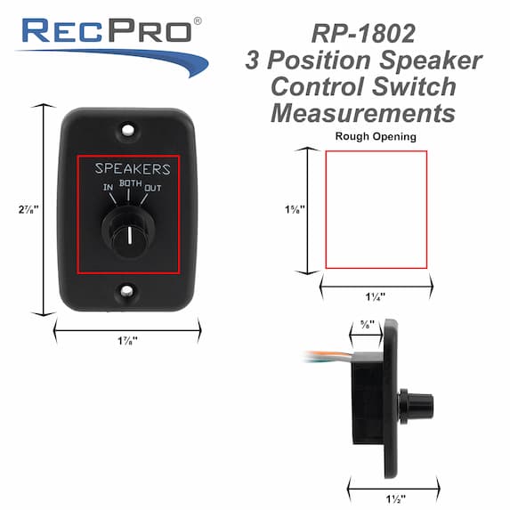 Black RV 2-way speaker selector switch measurements.