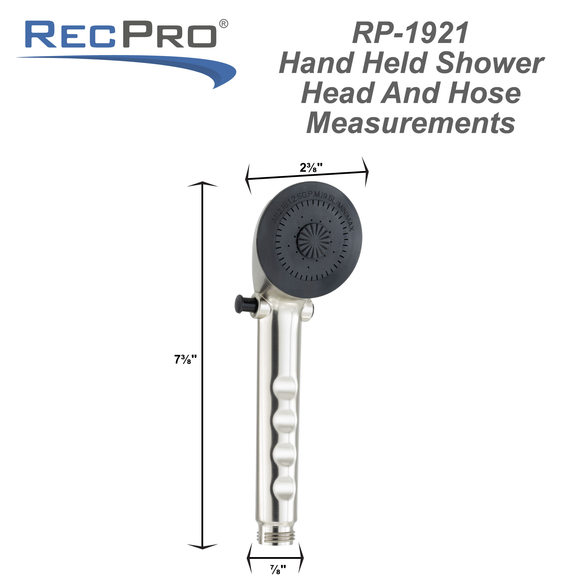 RV handheld shower head measurements. RV handheld shower head measurements.