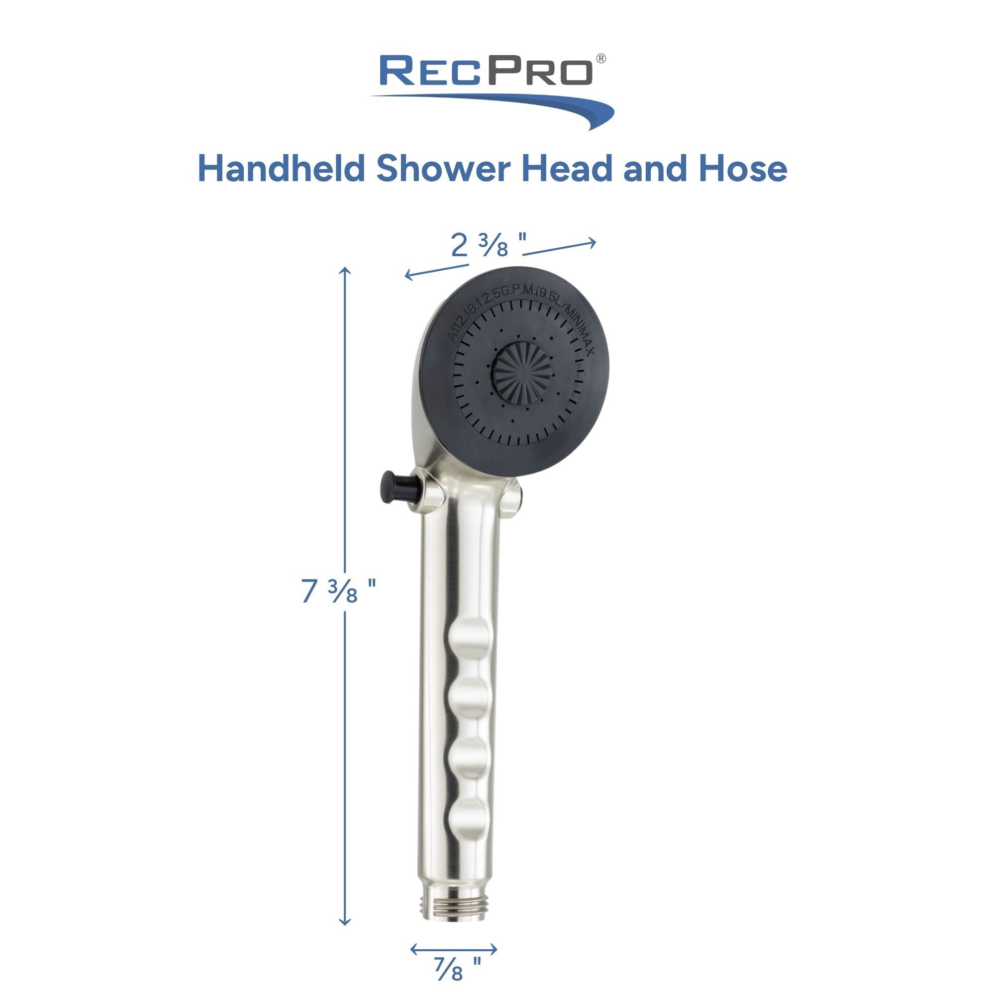 Handheld Shower Head and Hose Measurements Handheld Shower Head and Hose Measurements