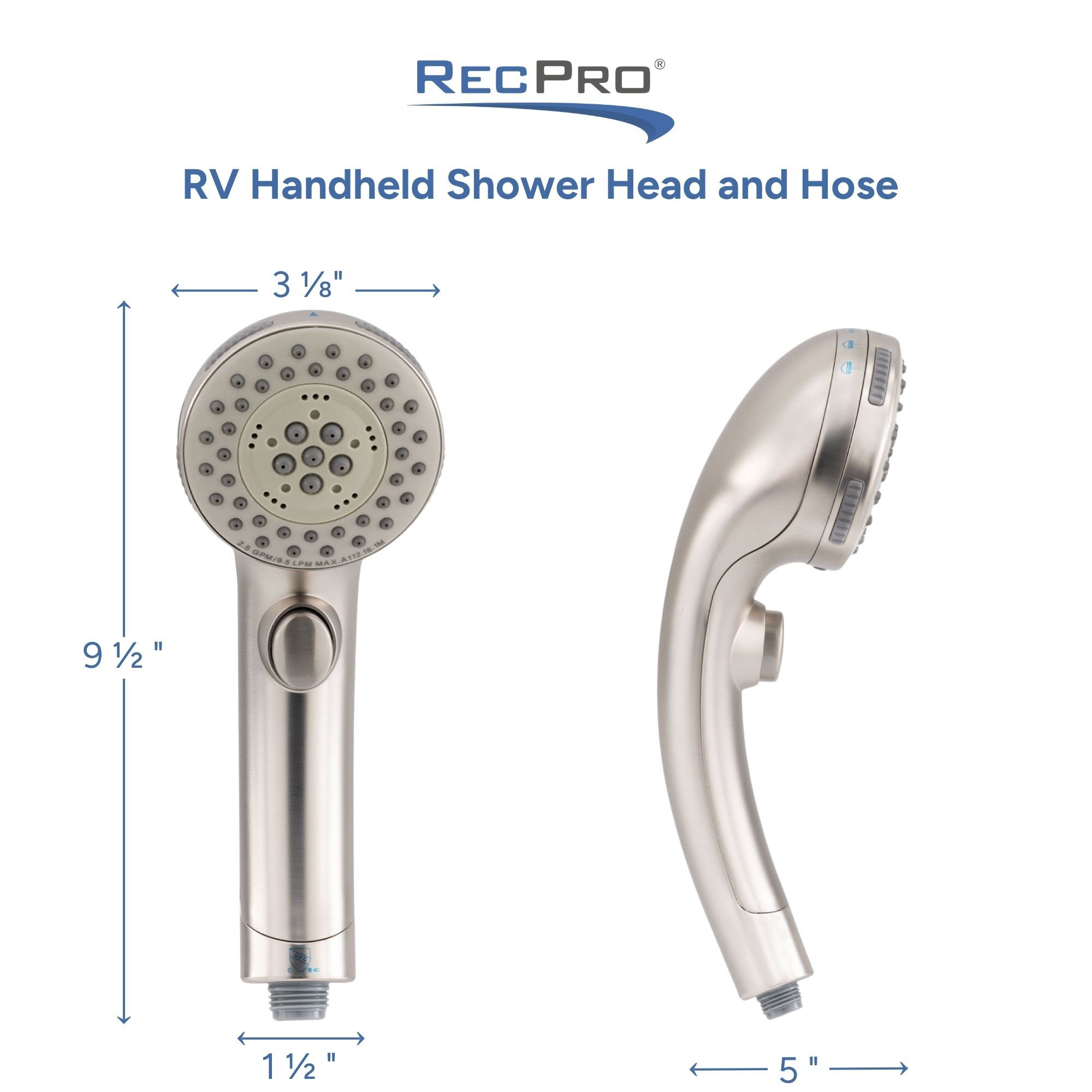RV Handheld Shower Head and Hose Measurements RV Handheld Shower Head and Hose Measurements