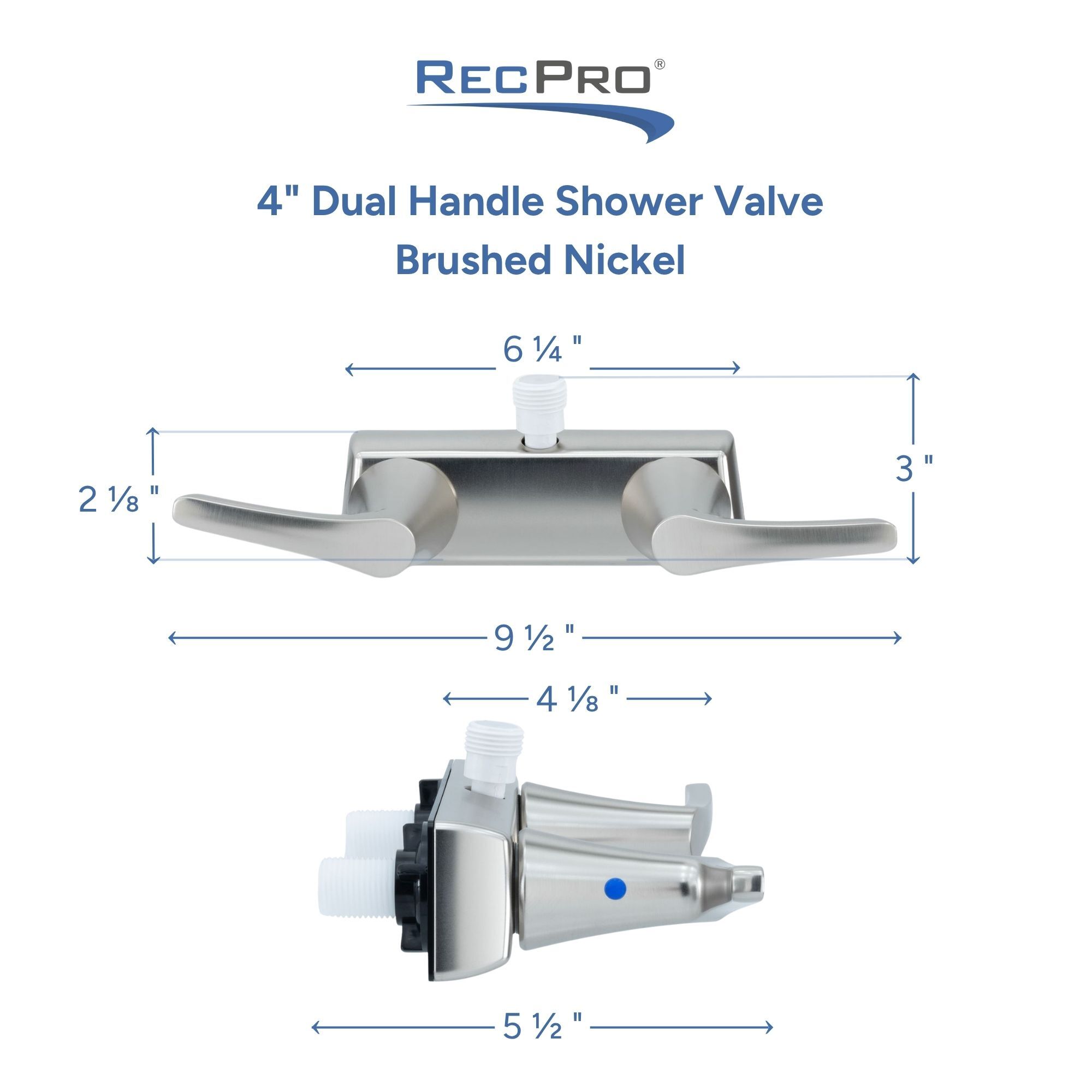 4" Dual Handle Shower Valve Brushed Nickle Measurements 4" Dual Handle Shower Valve Brushed Nickle Measurements