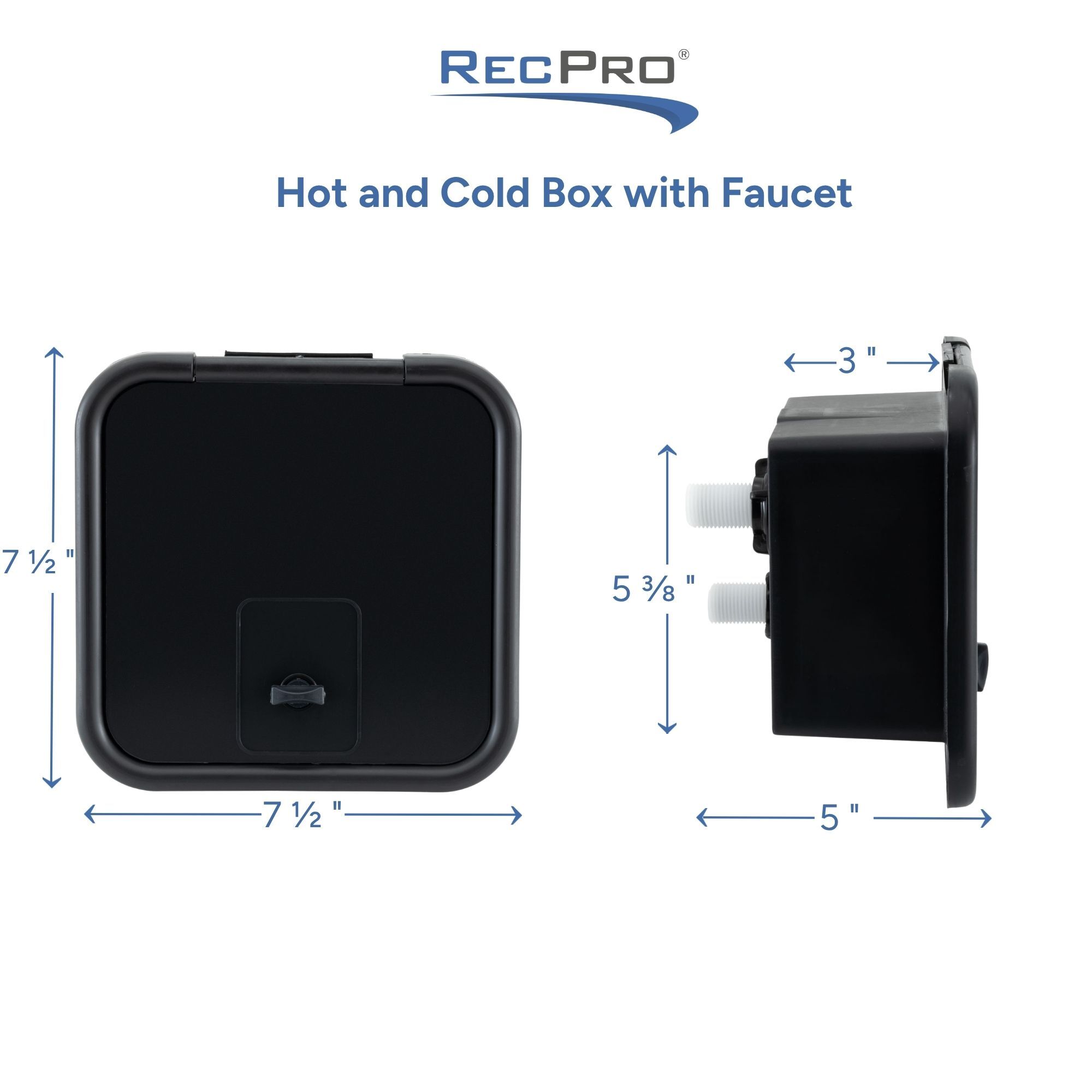 Hot and Cold Box with Faucet Measurements 