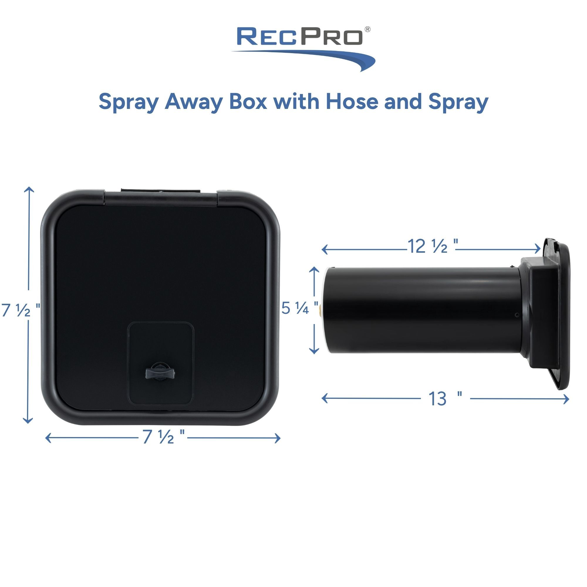 Spray Away Box with Hose and Spray Measurements Spray Away Box with Hose and Spray Measurements