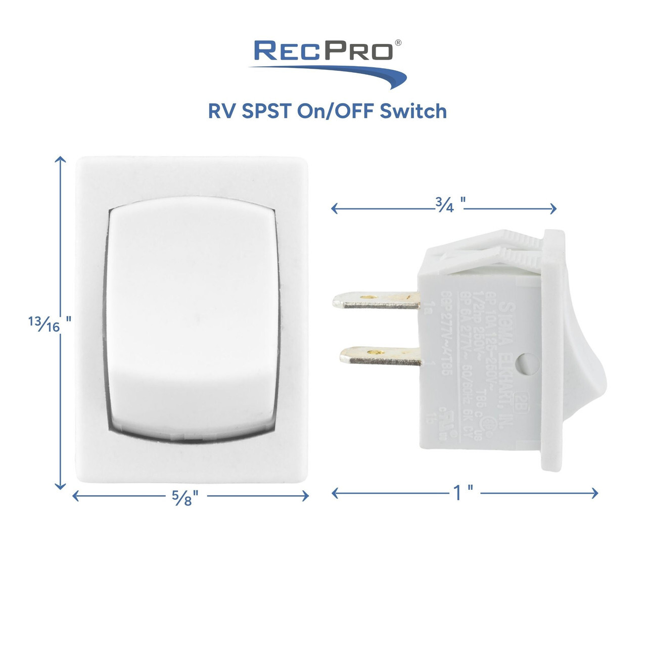RV SPST on-off switch measurements 