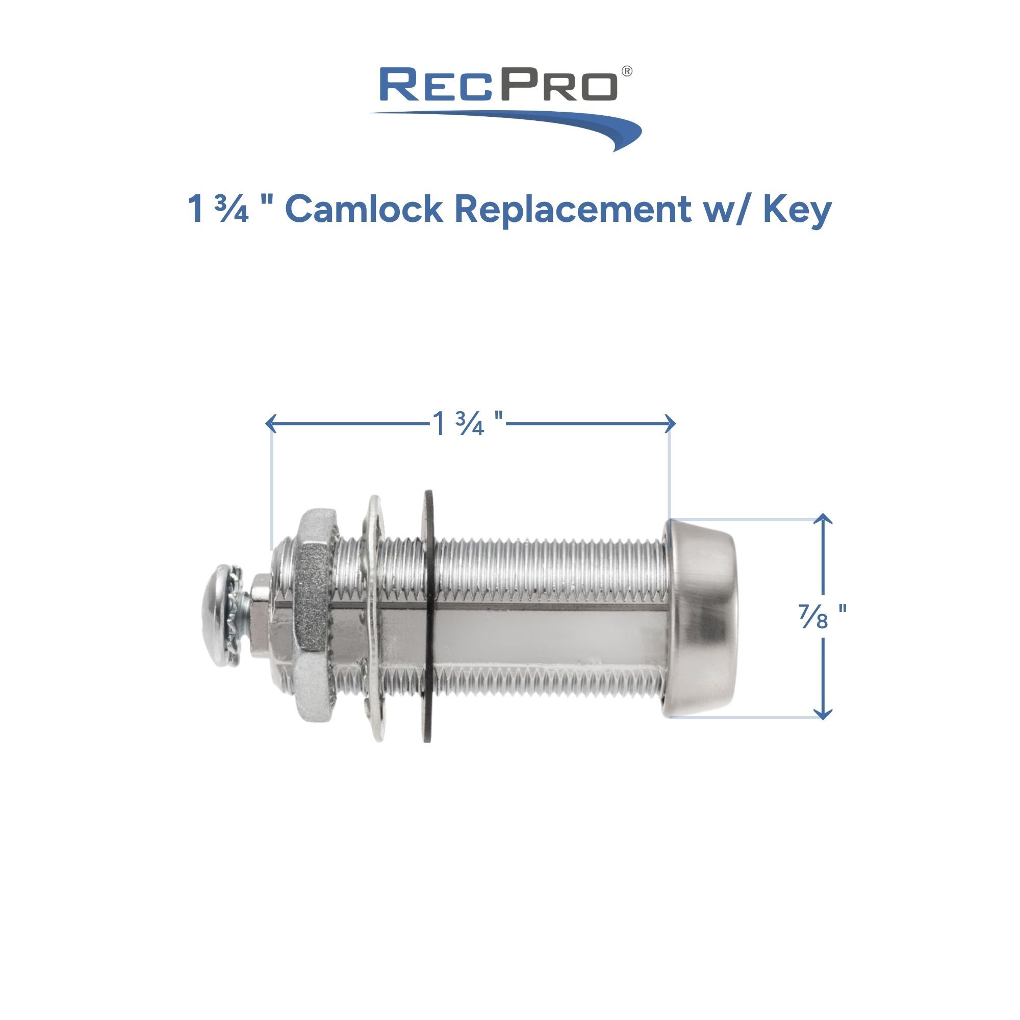 1 3/4" Camlock Replacement w/ Key Measurements 