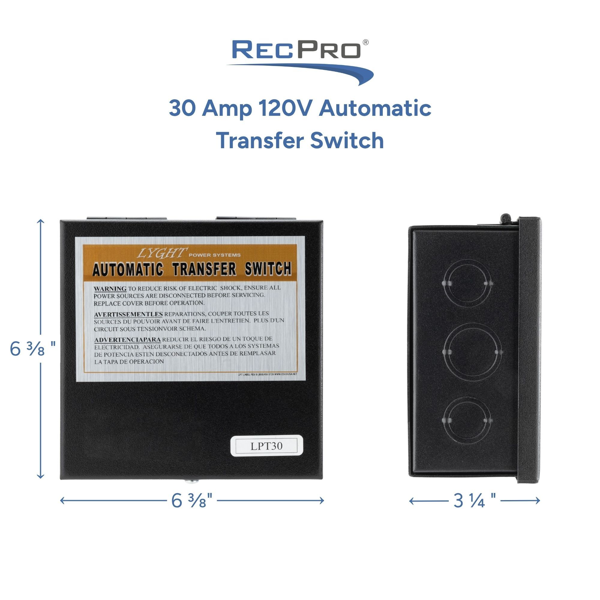 30 Amp 120V Automatic Transfer Switch Measurements 