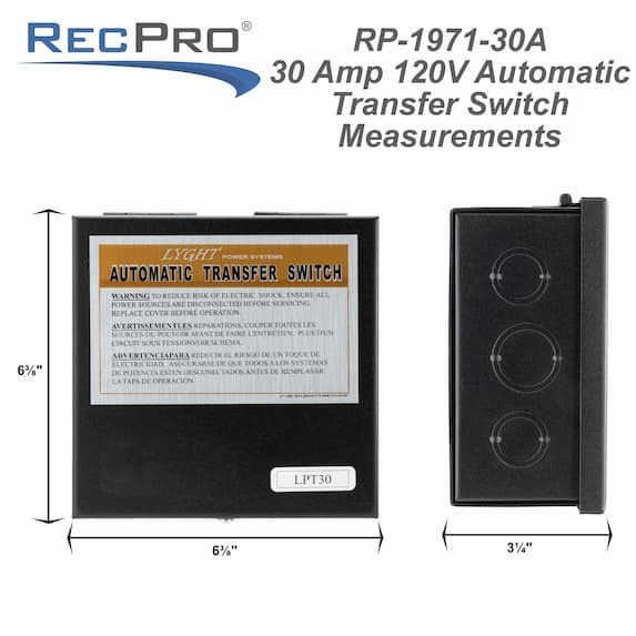 Black 30 amp RV transfer switch measurements.