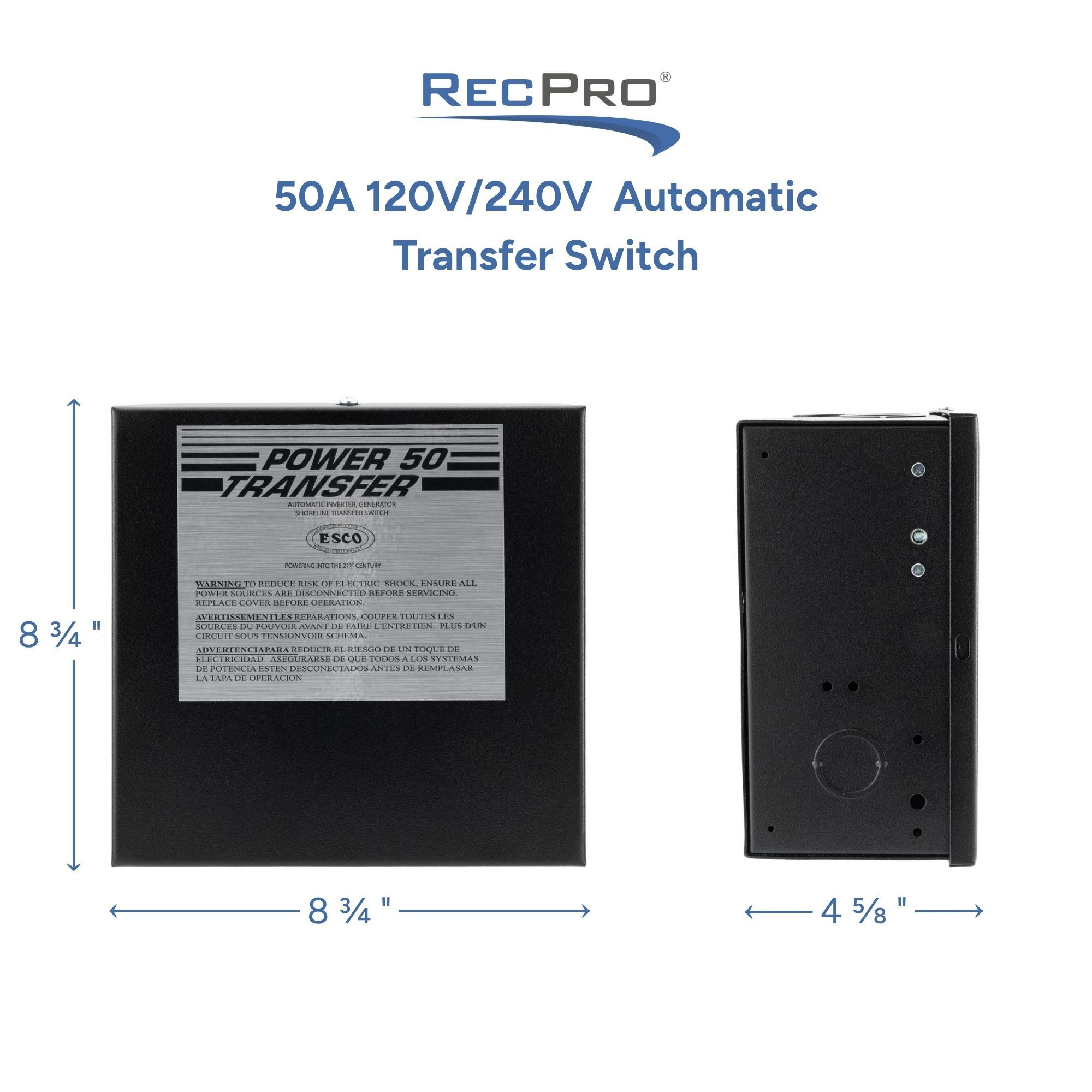50A 120V/240V Automatic Transfer Switch Measurements 50A 120V/240V Automatic Transfer Switch Measurements