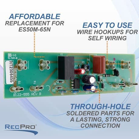 Affordable replacement for ES50M-65N. Easy to use wire hookups for self wiring. Through-hole soldered parts for a lasting, strong connection.