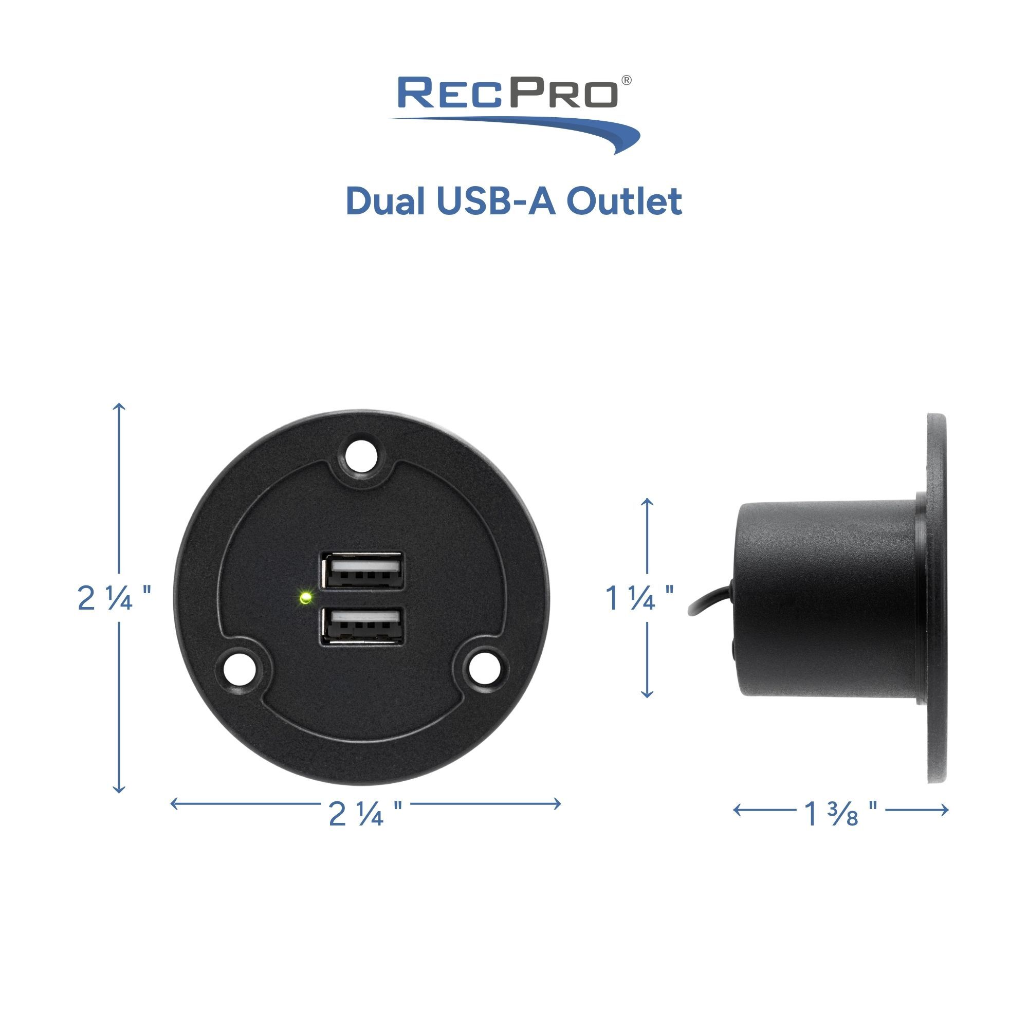 Dual USB-A Outlet Measurements Dual USB-A Outlet Measurements