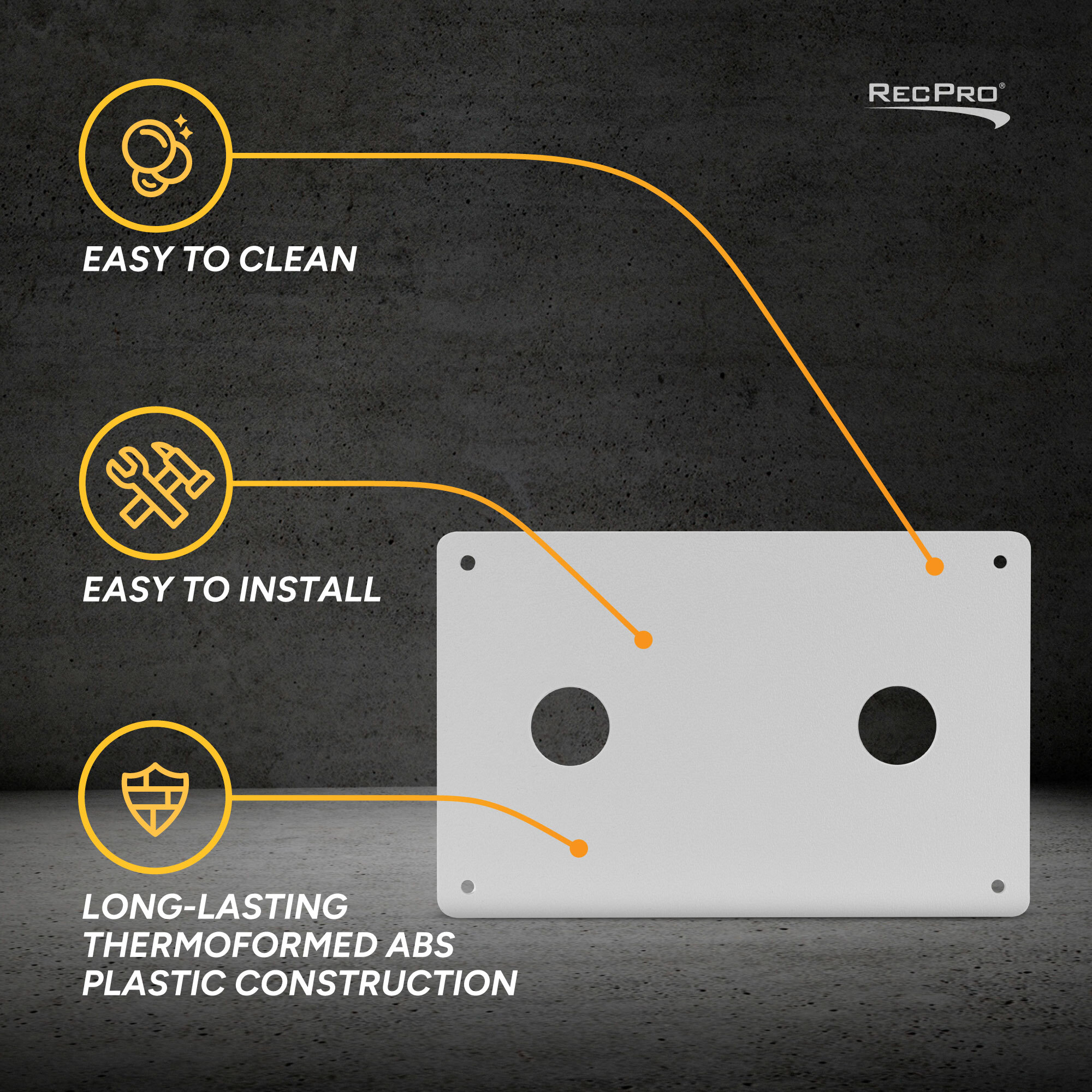Easy to clean, Easy to install, Long-lasting thermoformed