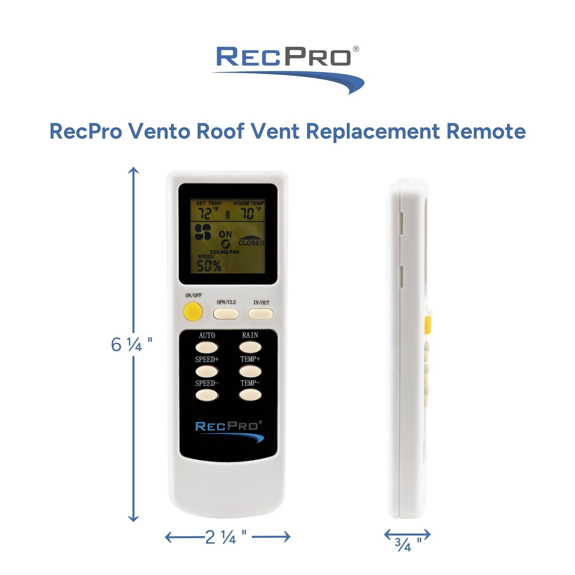 RecPro Vento Roof Vent Replacement Remote Measurements 