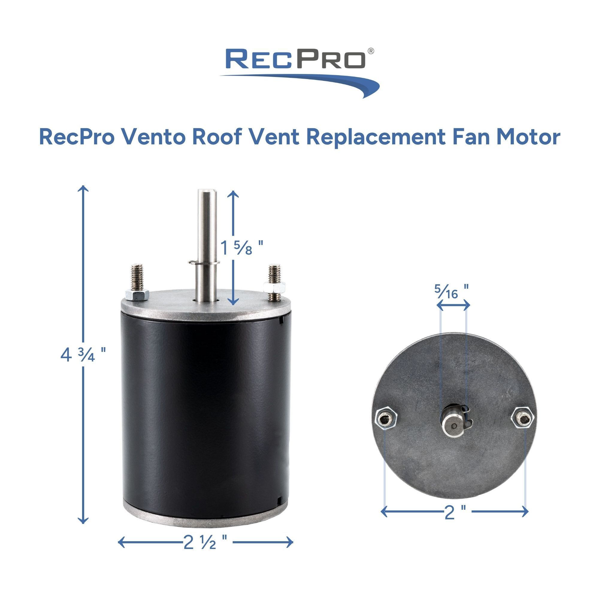 RecPro Vento Roof Vent Reaplcement Fan Motor Measurements 