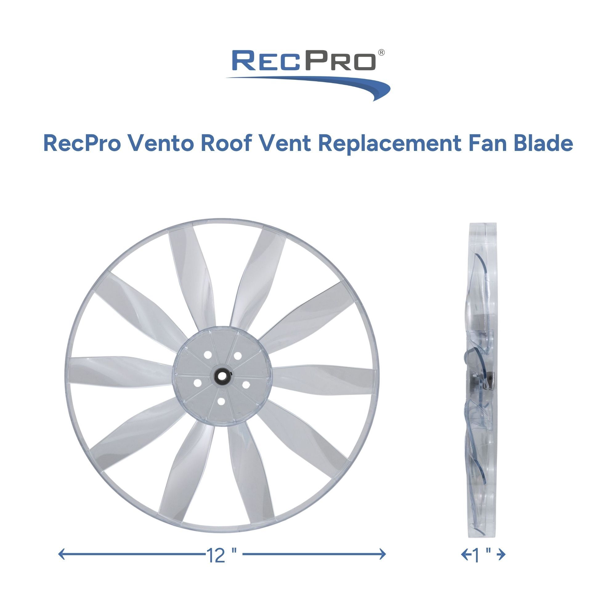RecPro Vento Roof Vent Replacement Fan Blade Measurements RecPro Vento Roof Vent Replacement Fan Blade Measurements