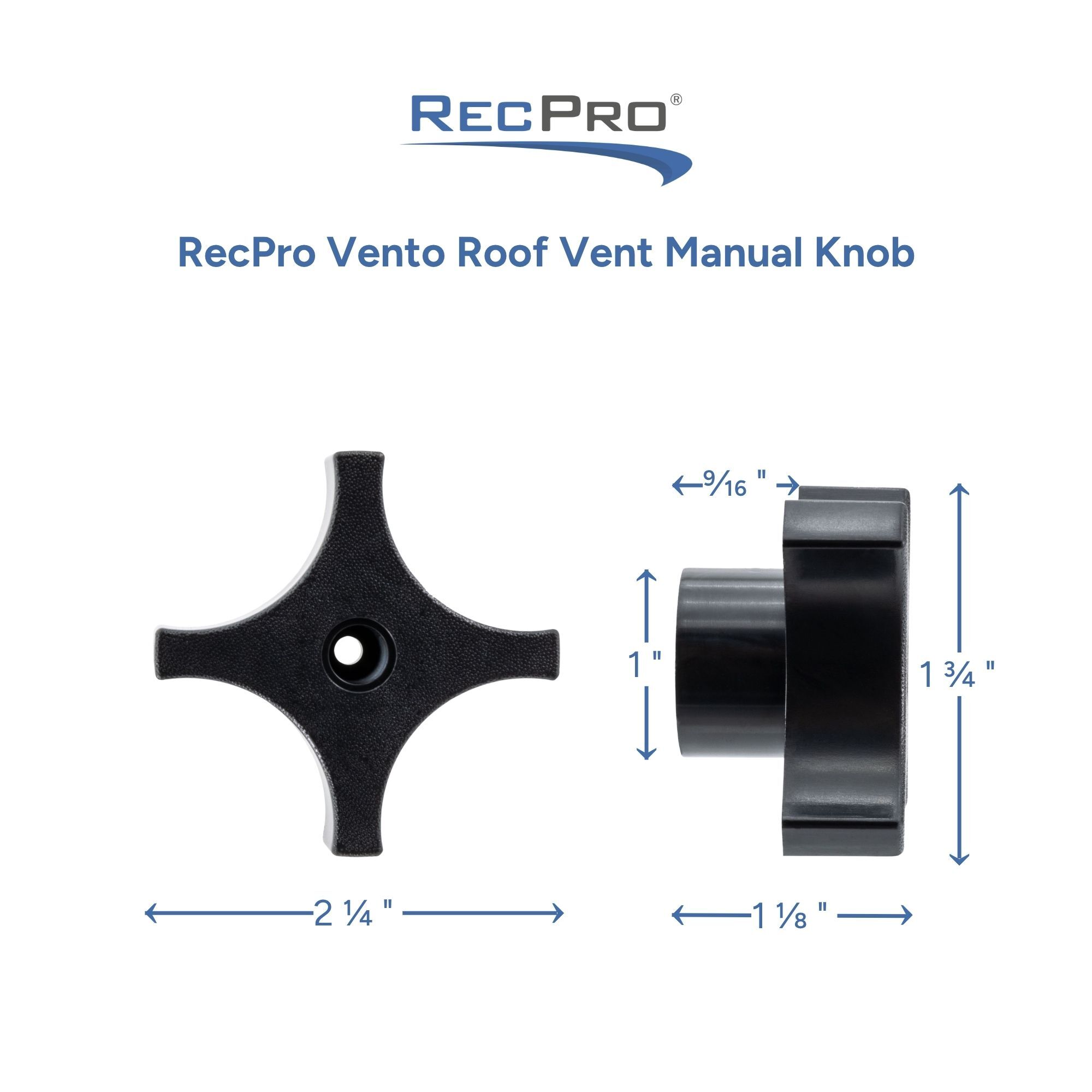 RecPro Vento Roof Vent Manual Knob Measurements RecPro Vento Roof Vent Manual Knob Measurements
