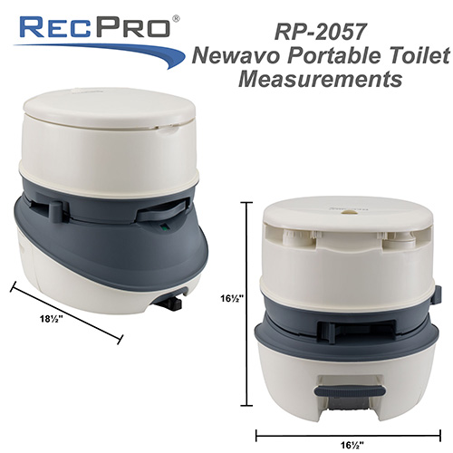 Portable RV camping toilet measurements.