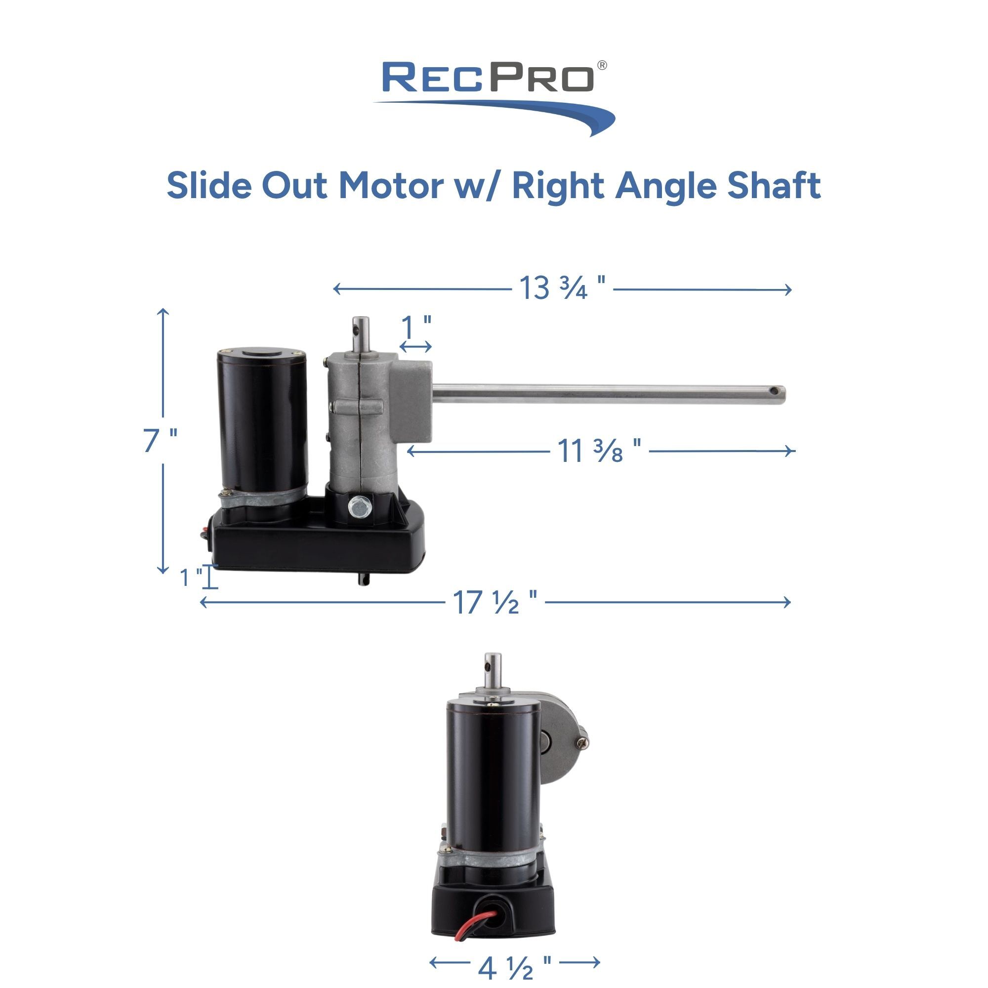 Slide Out Motor w/ Right Angle Shaft Measurements Slide Out Motor w/ Right Angle Shaft Measurements