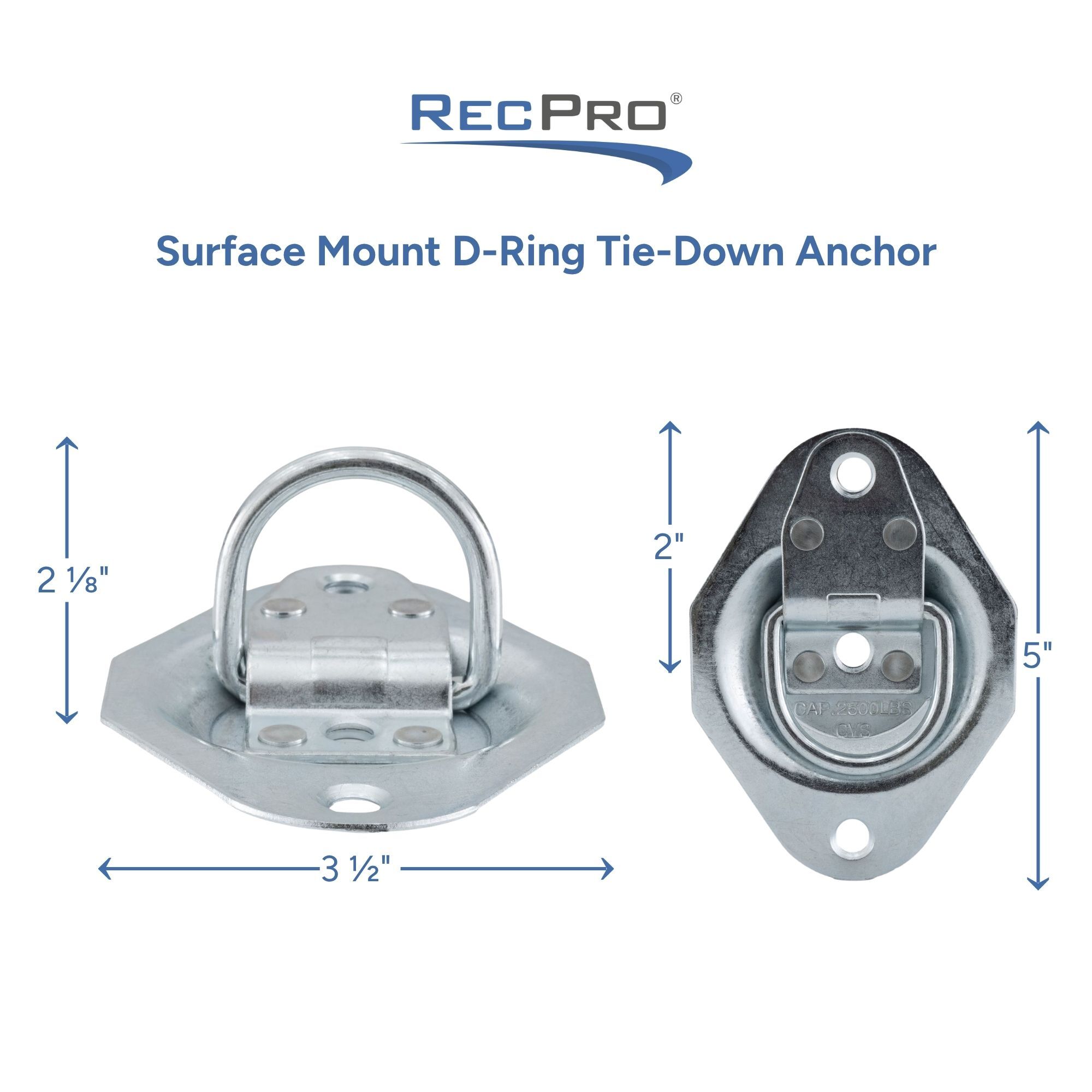 Surface Mount D-Ring Tie-Down Anchor Measurements 