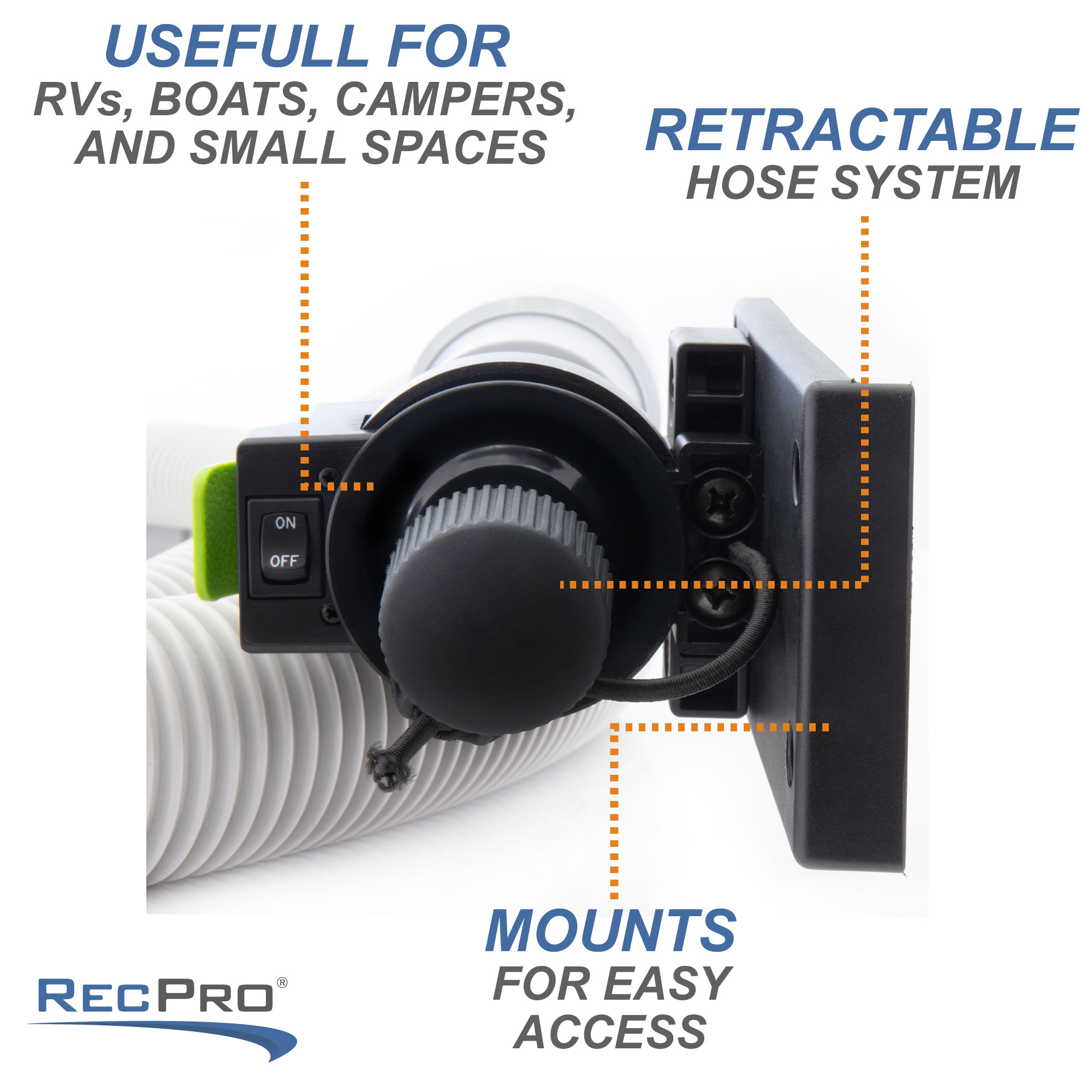 Dirt Devil VRoom RV Retractable Vacuum Hose System - RecPro