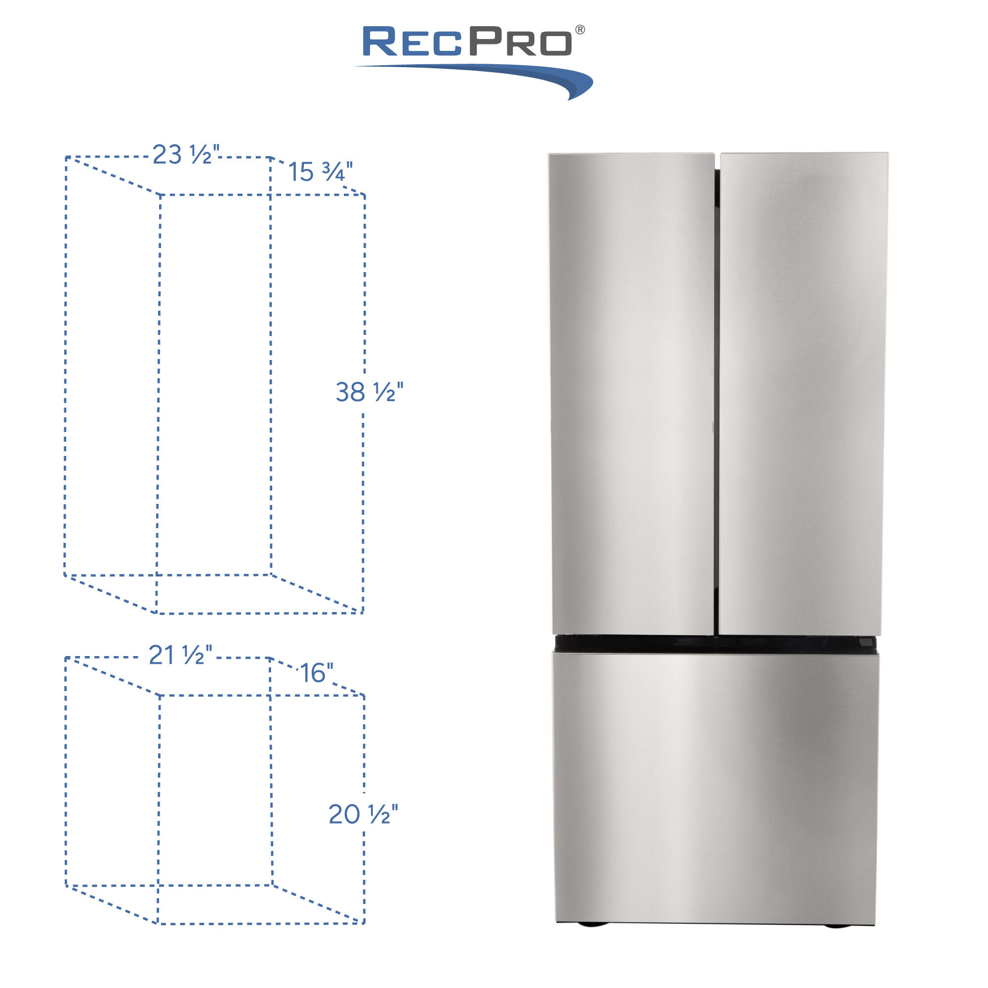 RV Refrigerator 16 Cubic Feet 12v with French Doors Interior Measurements 