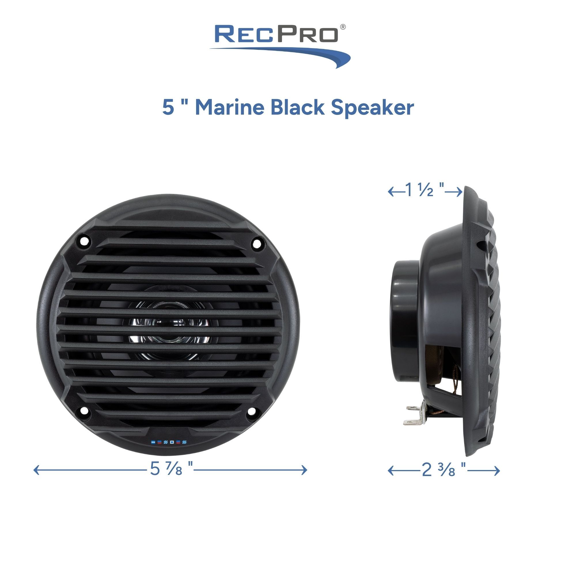 5" Marine Black Speaker Measurements 