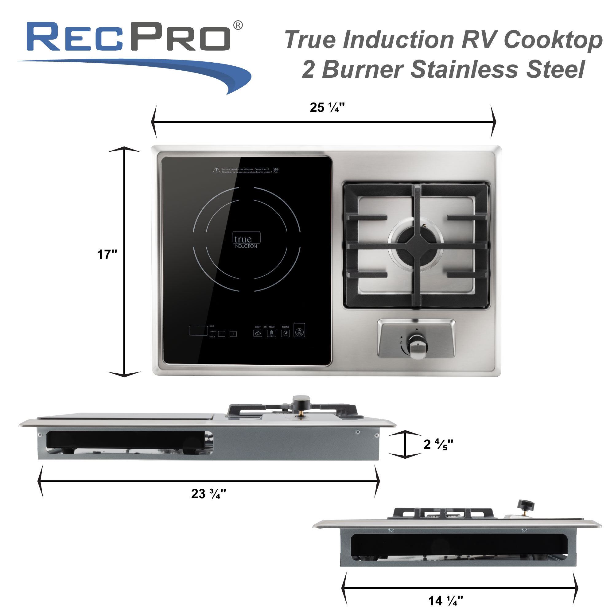 True Induction RV Cooktop 2 Burner Stainless Steel Measurements True Induction RV Cooktop 2 Burner Stainless Steel Measurements