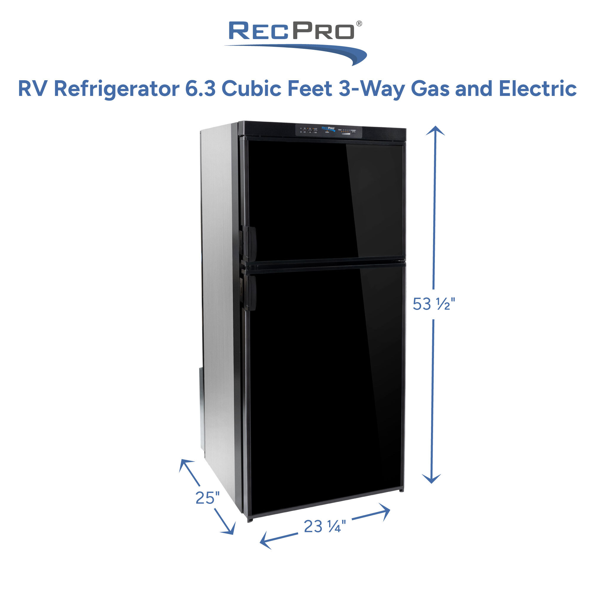RV Refrigerator 6.3 Cubic Feet 3-Way Gas and Electric Measurements RV Refrigerator 6.3 Cubic Feet 3-Way Gas and Electric Measurements