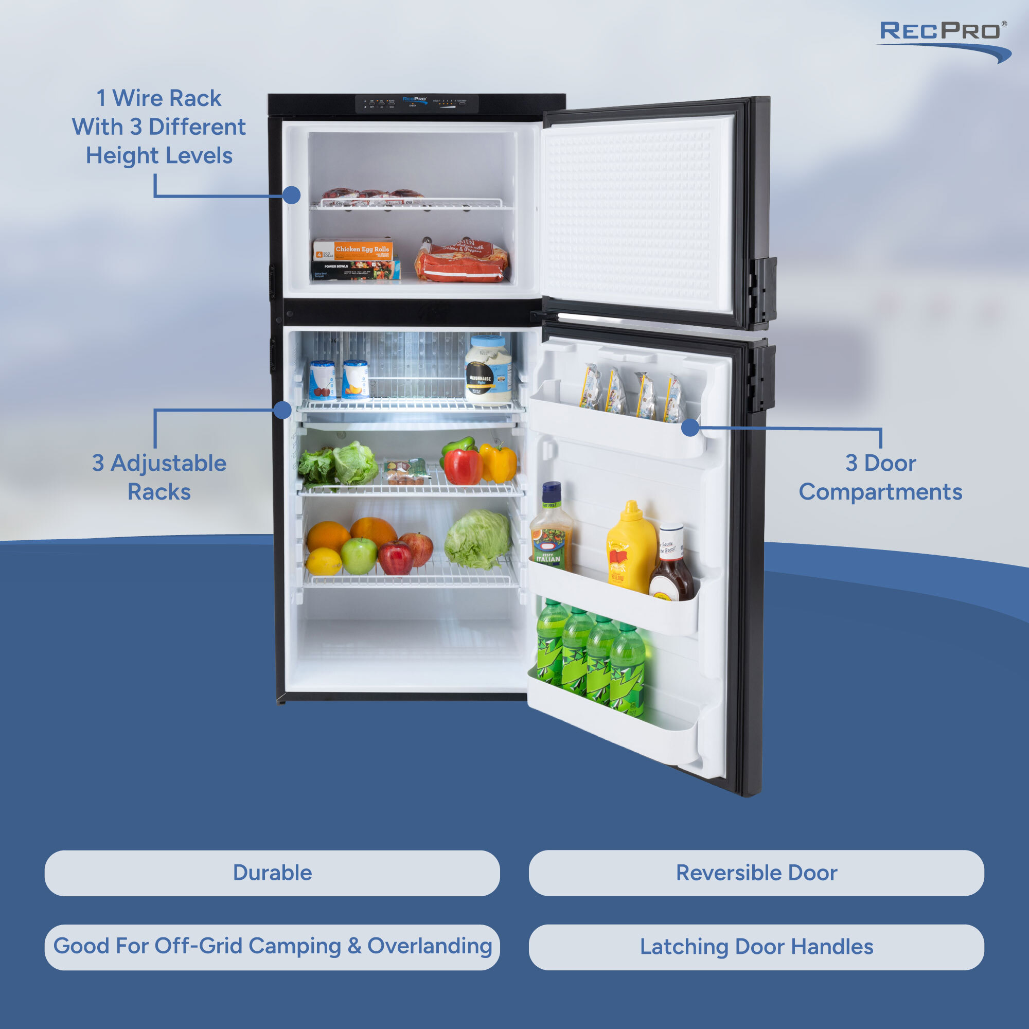 Durable, Reversible Door, Good For Off-Grid Camping and Overlanding, Latching Door Handles 