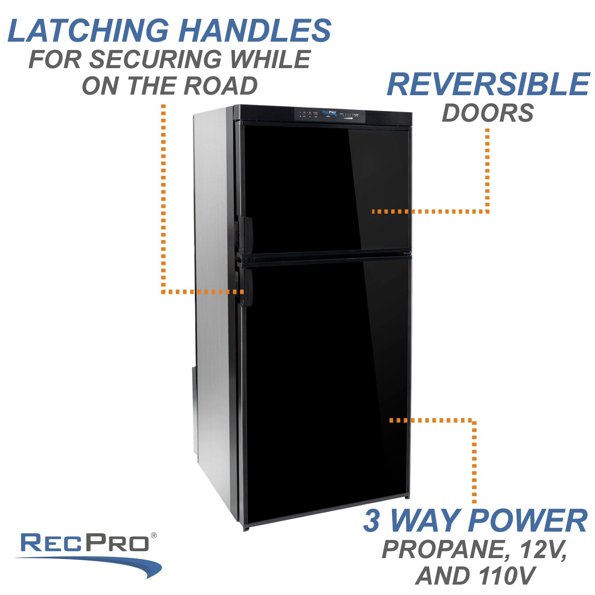 RV Refrigerator 1.7 Cubic Feet 12V Black - RecPro