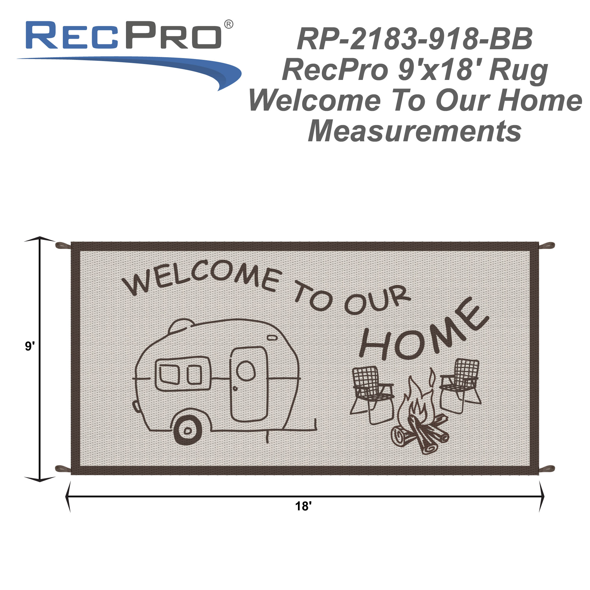 Welcome to our Home RV Outdoor Waterproof Rug - RecPro