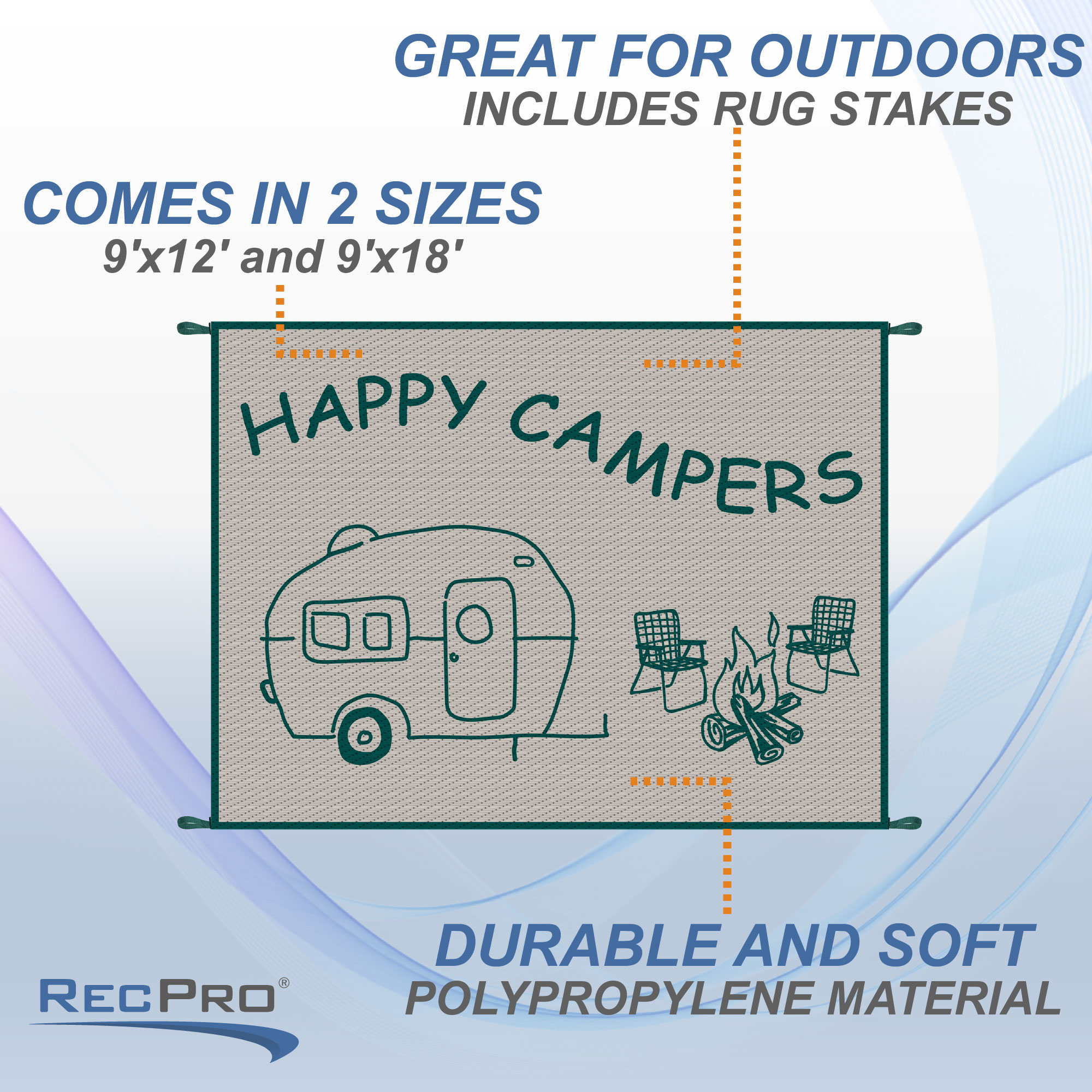 Happy Campers Camping Patio Rug, Patio Mat K228 888480 — GeckoCustom