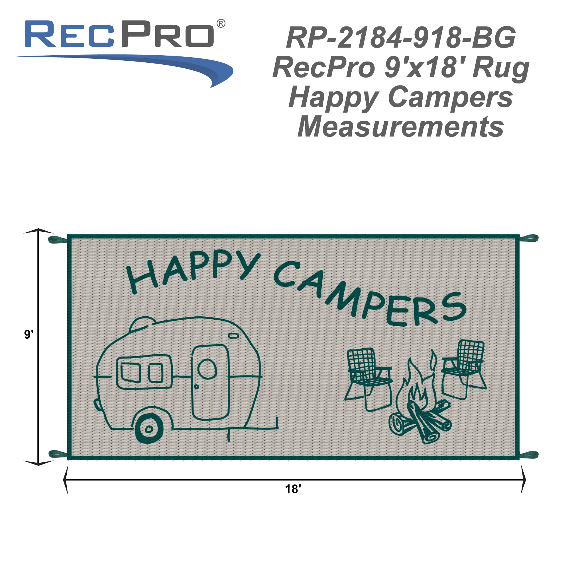 Indoor/Outdoor Vacationland Rug, Happy Camper