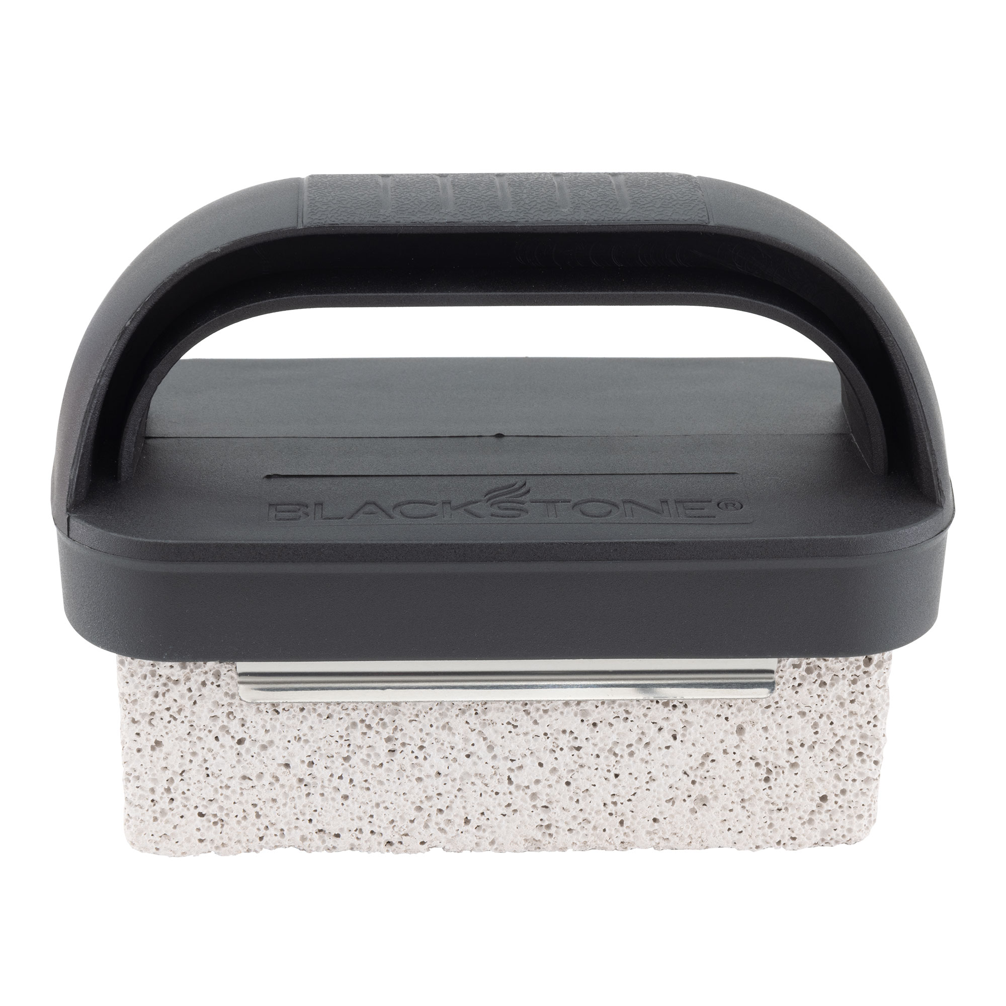 Cleaning brick with black plastic handle front view. Cleaning brick with black plastic handle front view.
