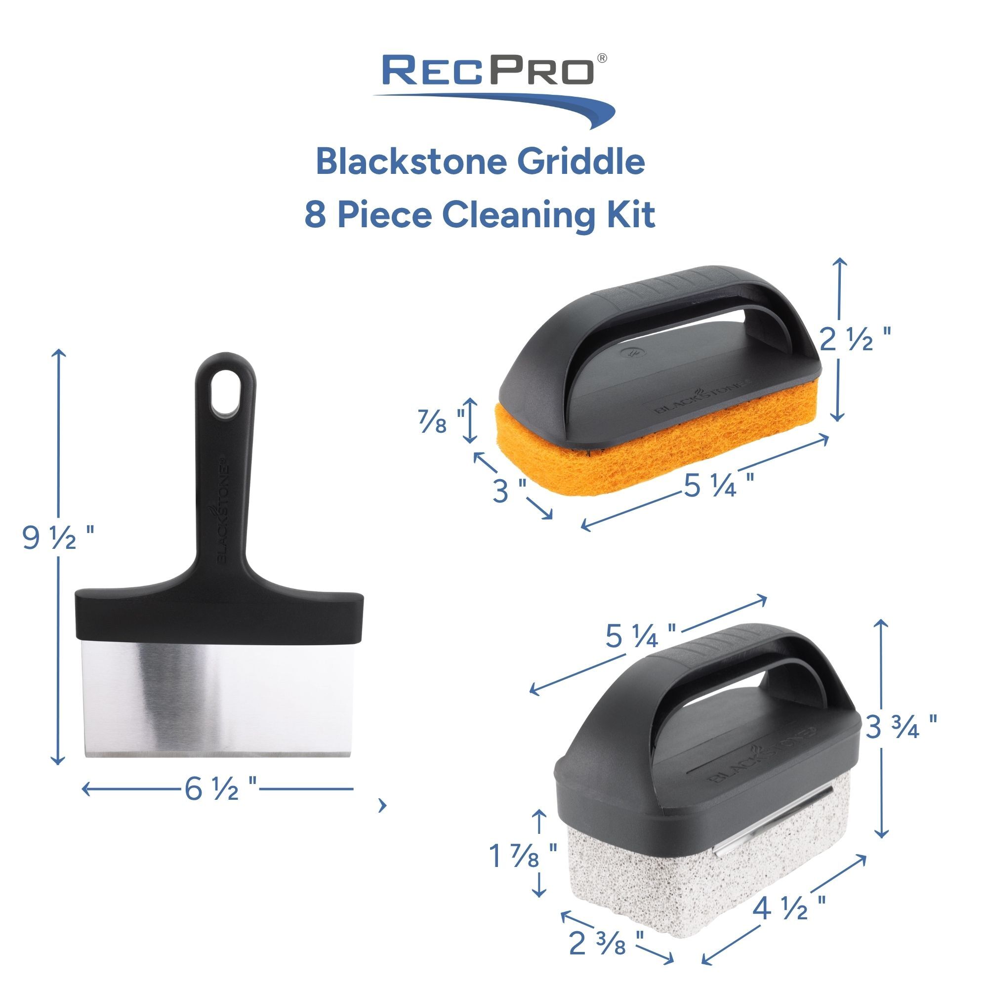 Blackstone Griddle 8 Piece Cleaning Kit Measurements 