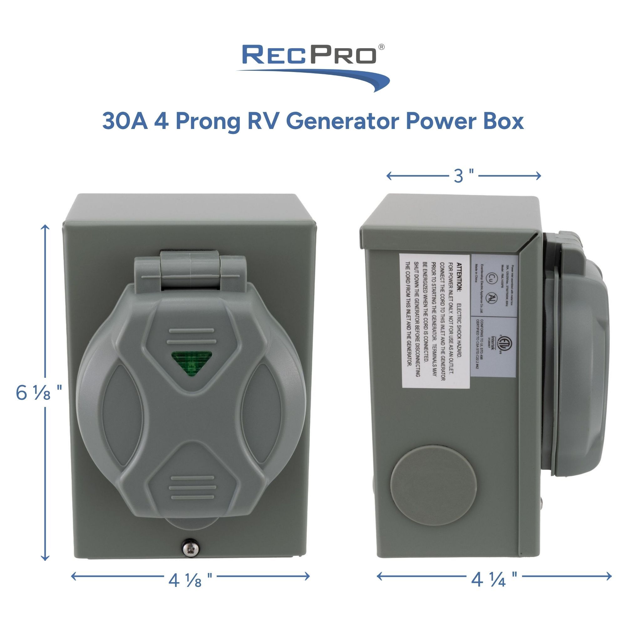 30A 4 Prong RV Generator Power Box Measurements 30A 4 Prong RV Generator Power Box Measurements
