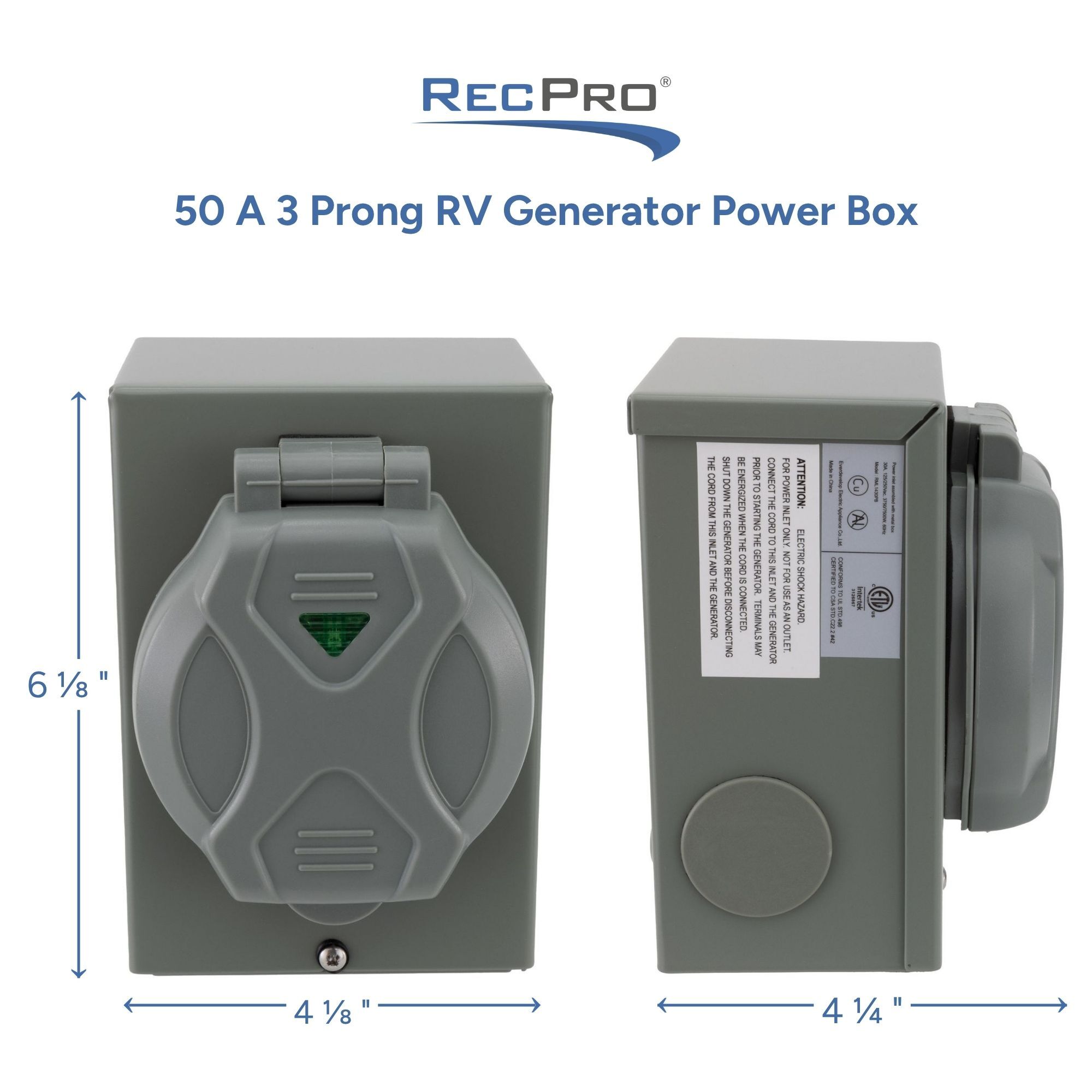 50 A 3 Prong RV Generator Power Box Measurements 50 A 3 Prong RV Generator Power Box Measurements