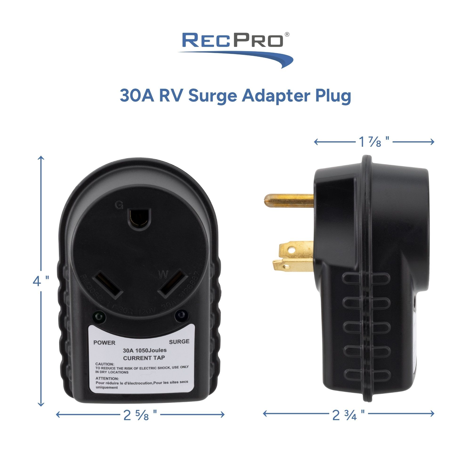30A RV Surge Adapter Plug Measurements 30A RV Surge Adapter Plug Measurements