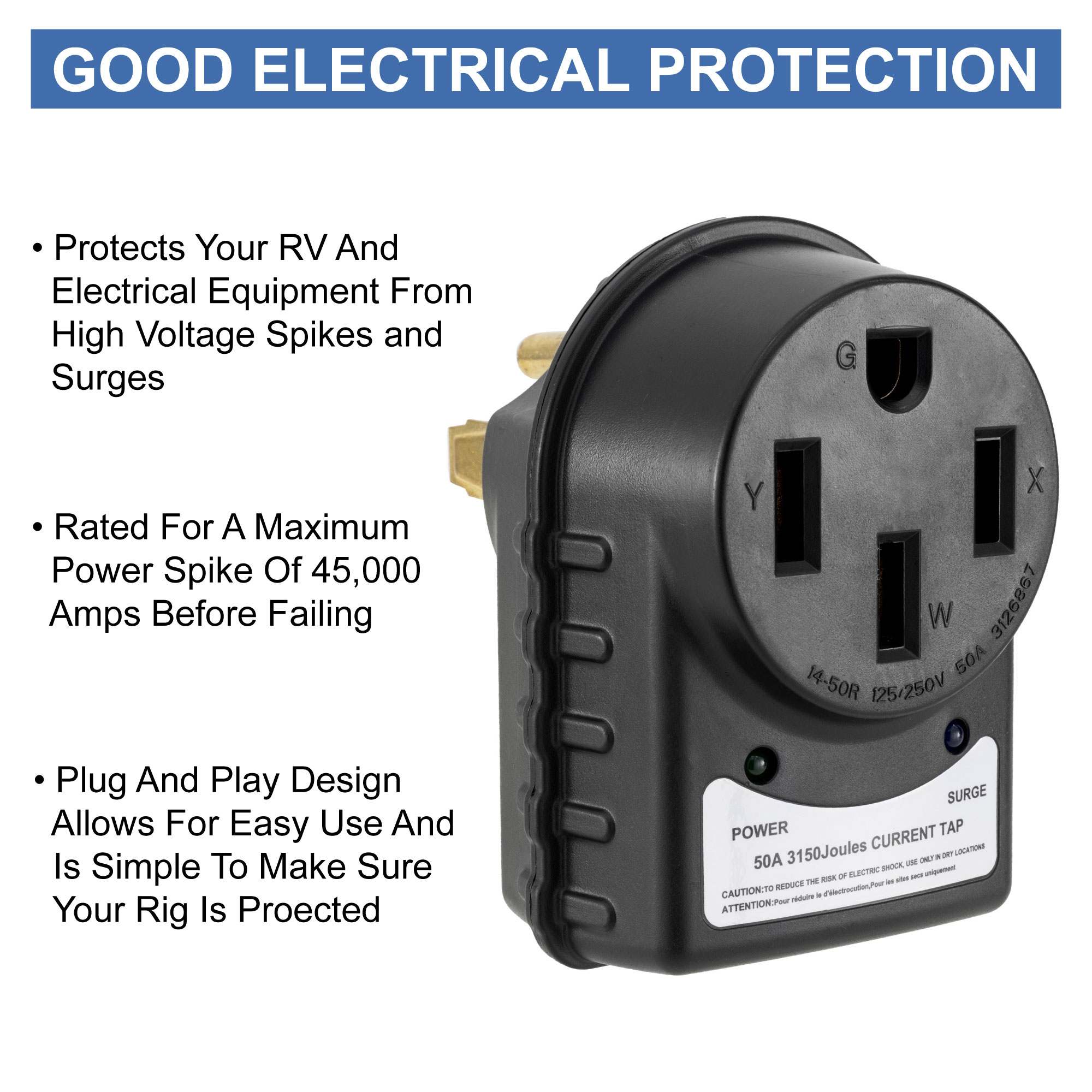 RV 50 Amp Adapter Surge Protection Plug - RecPro